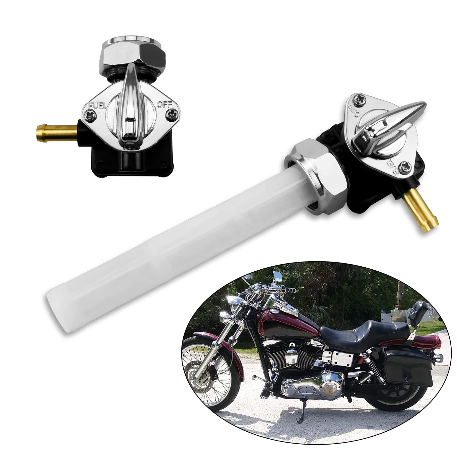 Fuel Valve Petcock With Male Thread Fit For Harley Flst Fxst Flt Fxd 1995-2001 Replace 61338-94D