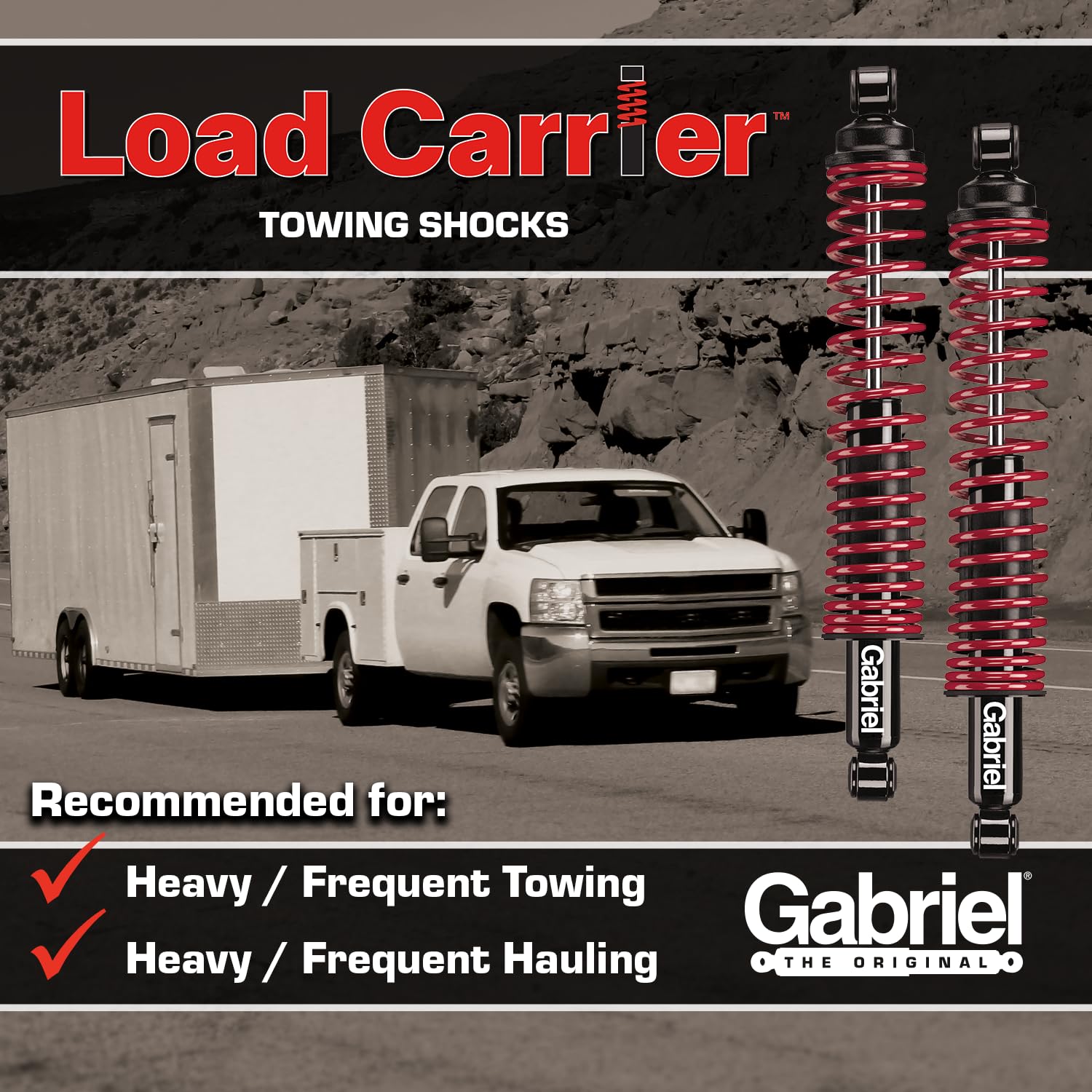 Gabriel 43180 Load Carrier Rear Towing Shocks Absorbers With Coil Springs For Select Models Cadillac Escalade, Chevrolet Blazer,