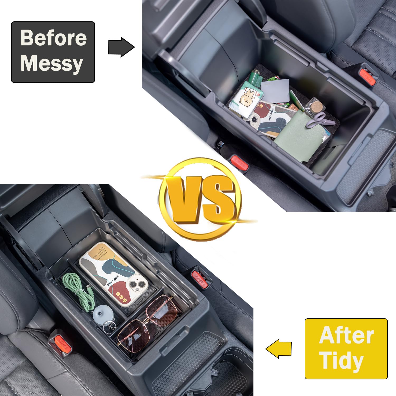 Pimcar Center Console Organizer Compatible With Honda Crv 2023 2024 2025 Accessories Cr-V Hybrid Sport Armrest Tray Abs Plastic