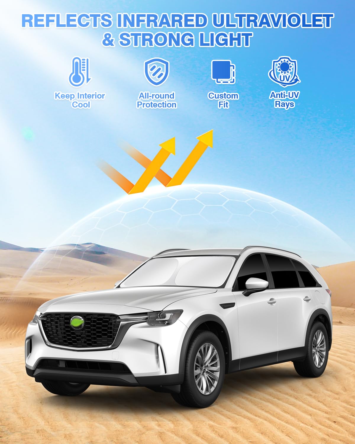 Canvcle Sunshades for Mazda CX-90 (2024-2026) - Black Windshield & Window Cover, 8PCS Privacy Protection