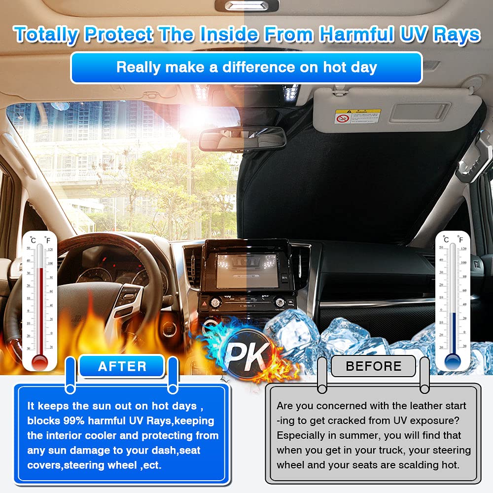 T Tgbros Windshield Sun Shade Custom Fit For 2018-2023 Kia Stinger Accessories Foldable Sun Shield Reflective Polyester Sun Viso