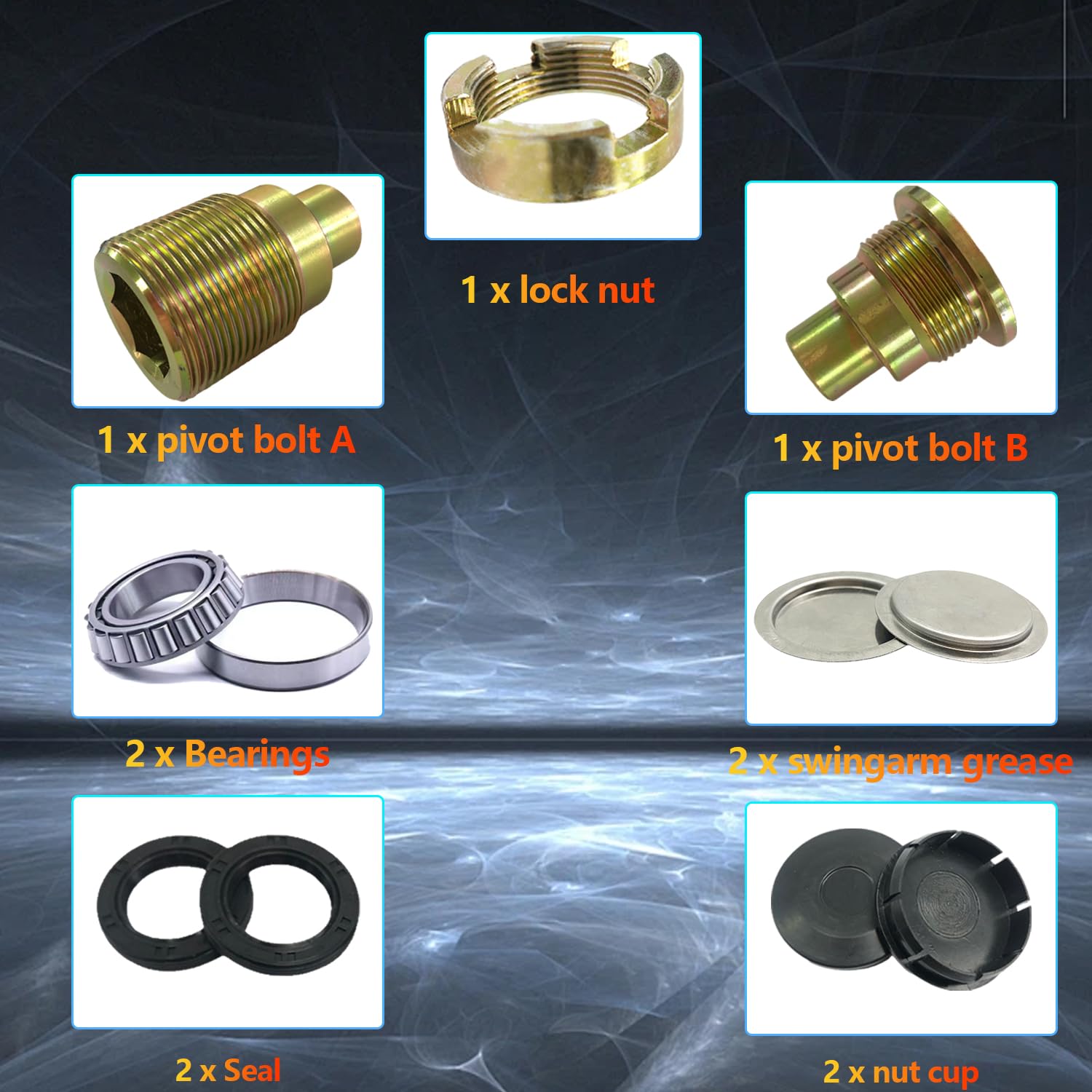 Biglknm Swingarm Bearing Seal Kits & Bolts & Lock Nuts & Cap Rebuild Kit For Recon 250 Trx250 Trx250Te Fourtrax 300 Trx300 Ranch