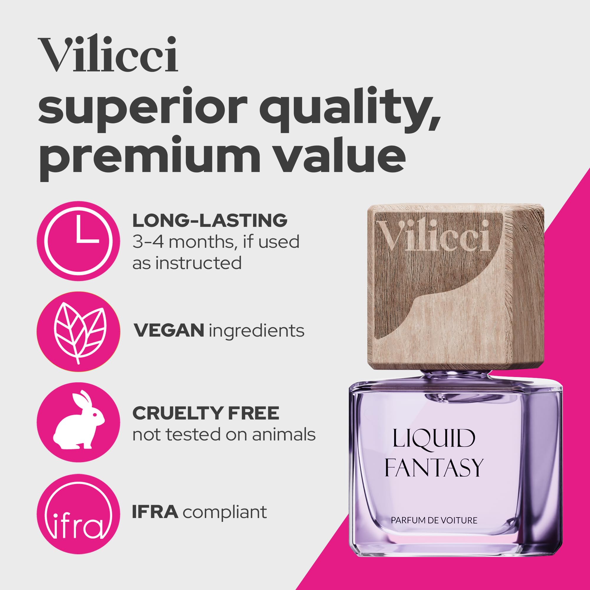 Vilicci Car Air Freshener, Liquid Fantasy Scent, Inviting Car Fresheners, Elegant Car Fresheners, Long Lasting Fragrance For Aut
