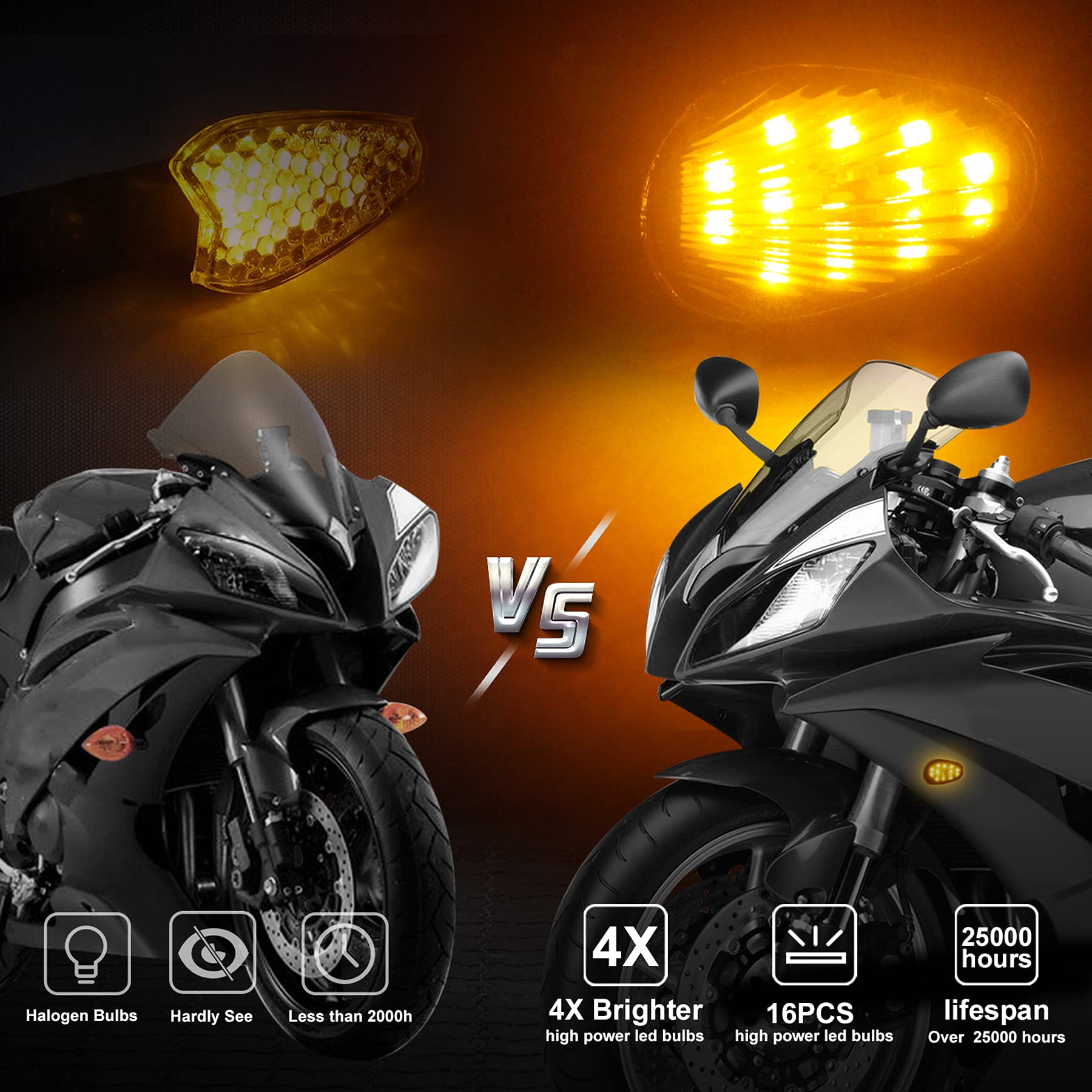Nthreeauto Smoked Flush Mount Led Turn Signal Light Compatible With Yamaha Yzf R1 R6 R6S, 12V Universal Motorcycle Indicators