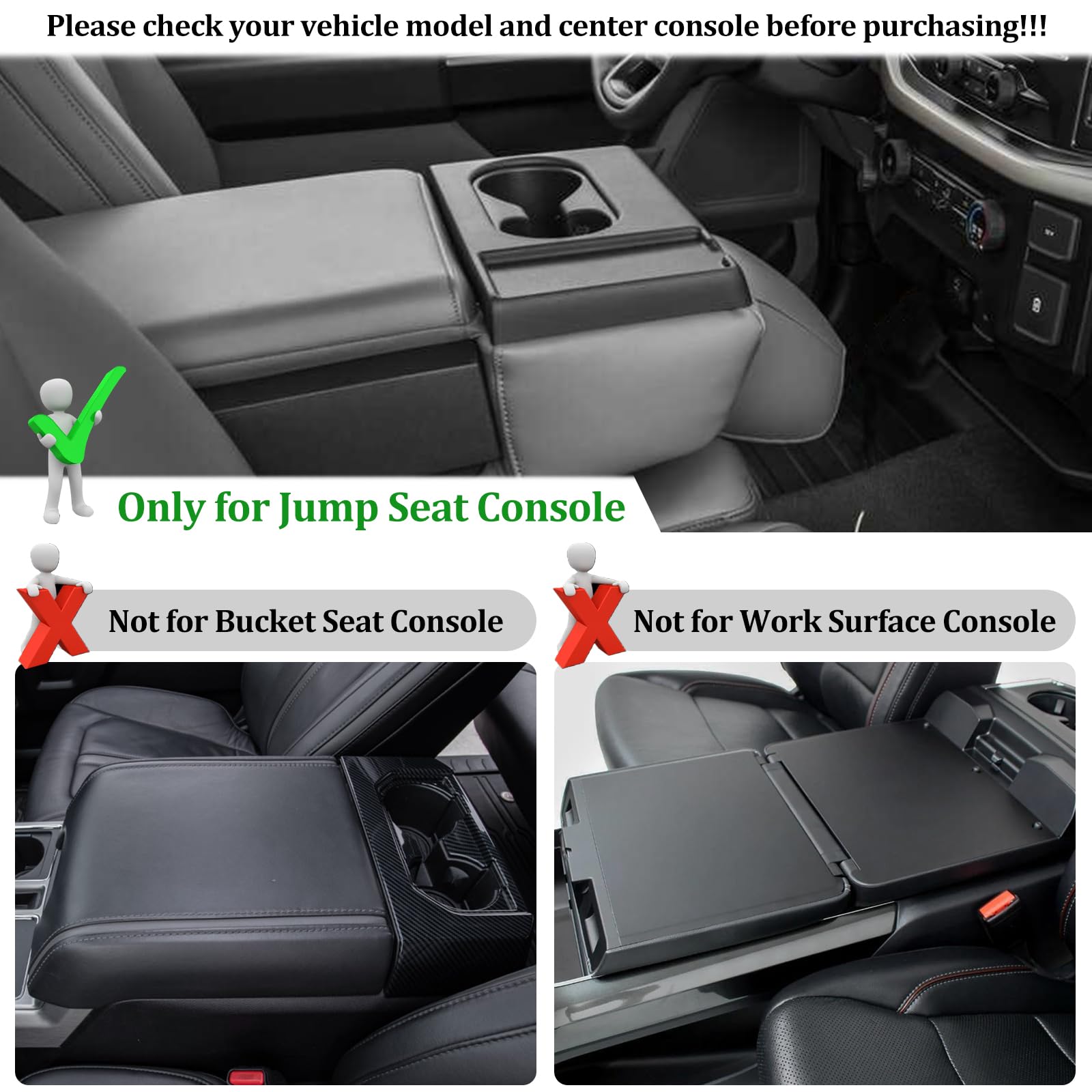 JDMCAR Front Center Seat Headrest Organizer for 2011-2025 Ford F150 F250 F350, ABS Plastic, Coin Storage Box with Non-Slip Mat