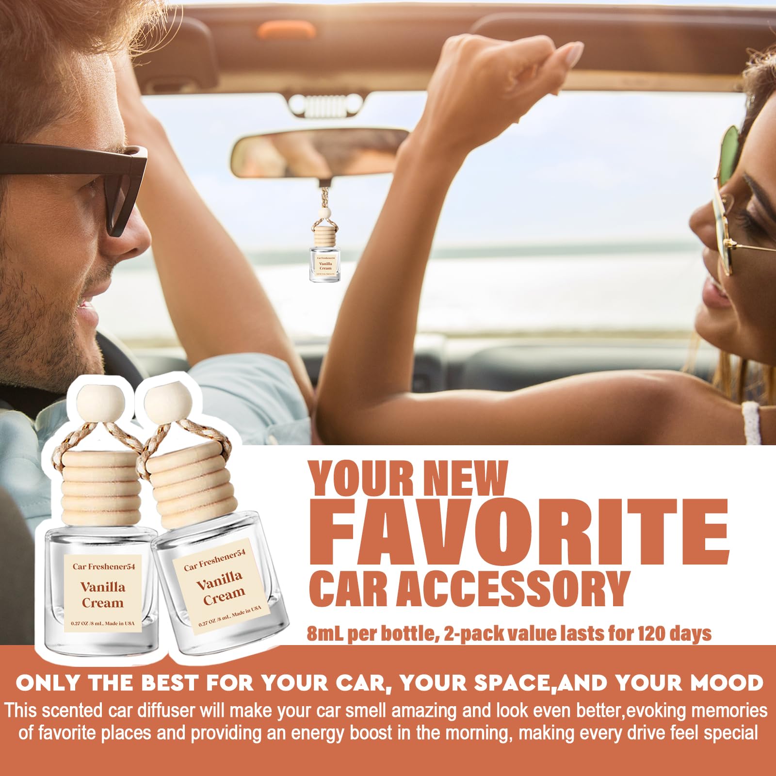 C CLASSY PERSONALIZED JEWELRY C Classy Car Air Freshener 2 Pack, Vanilla Cream, Wood, Long-Lasting, 0.54 Fl Oz