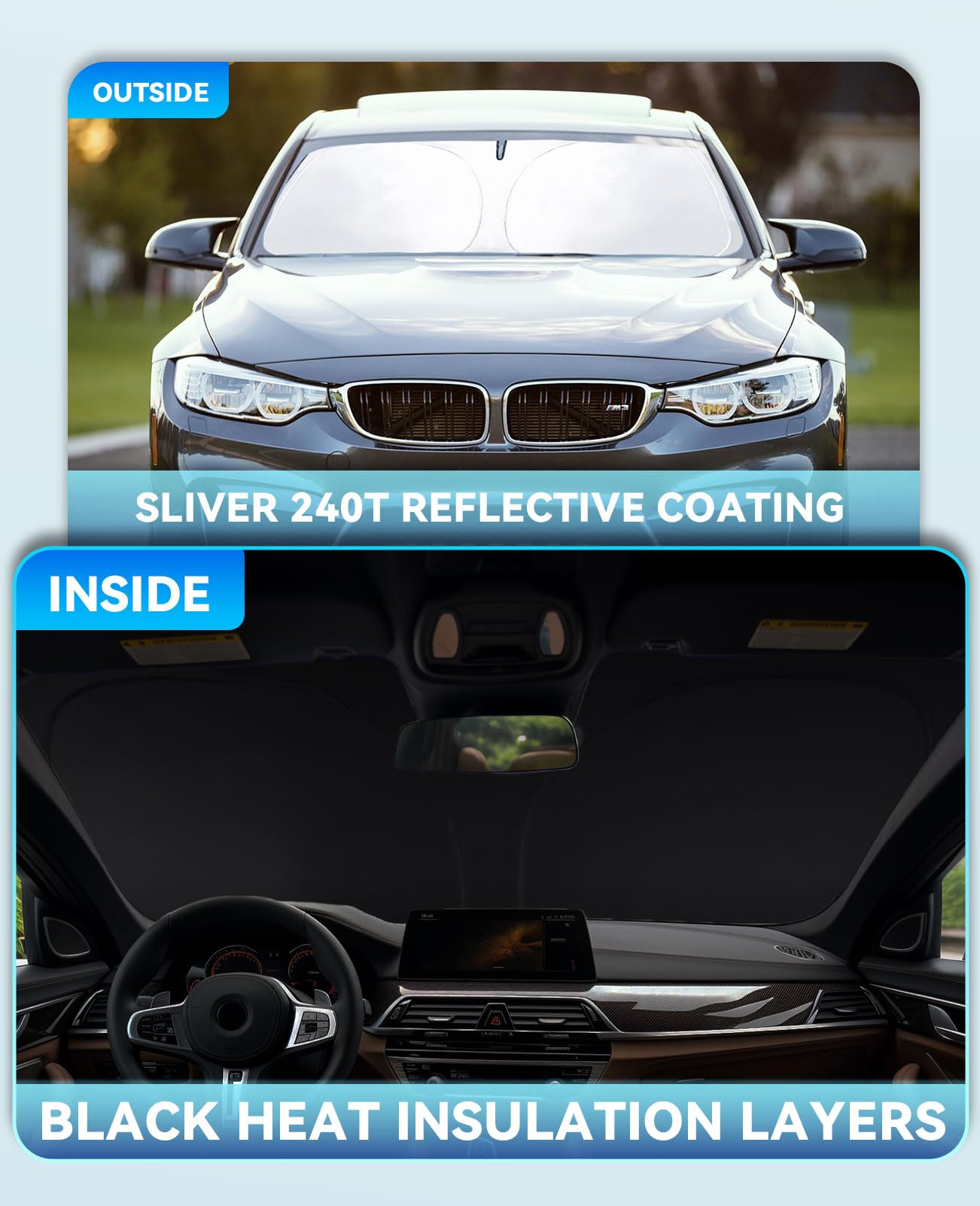 Windshield Sun Shade Sunshade For 2014-2016 2017 Audi Q5 Sq5 Premium, Premium Plus, Prestige Crossover Suv Heat Protection Acces