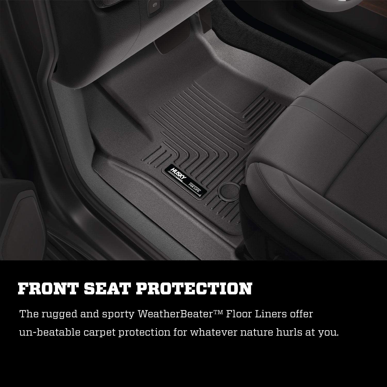 Husky Liners Weatherbeater Floor Mats | Fits 2020-2024 Toyota Highlander | Front & 2Nd Row, 3-Pc Black - 95791