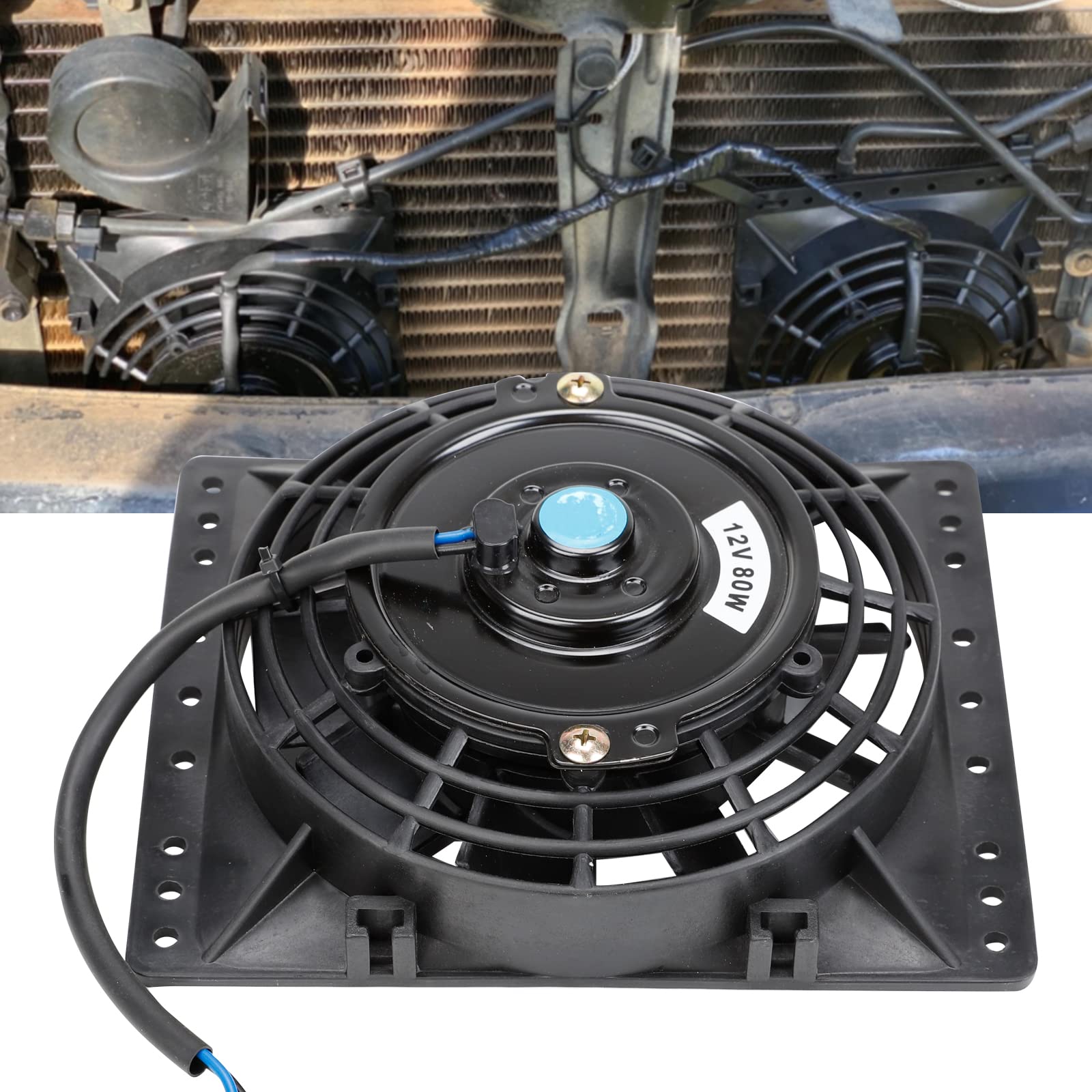 Fekuar 6 Inch Slim 650Cfm Radiator Cooling Fans Universal Slim Pull Push 12V 80W Direct Replacement Electric Fan With Mount Kit