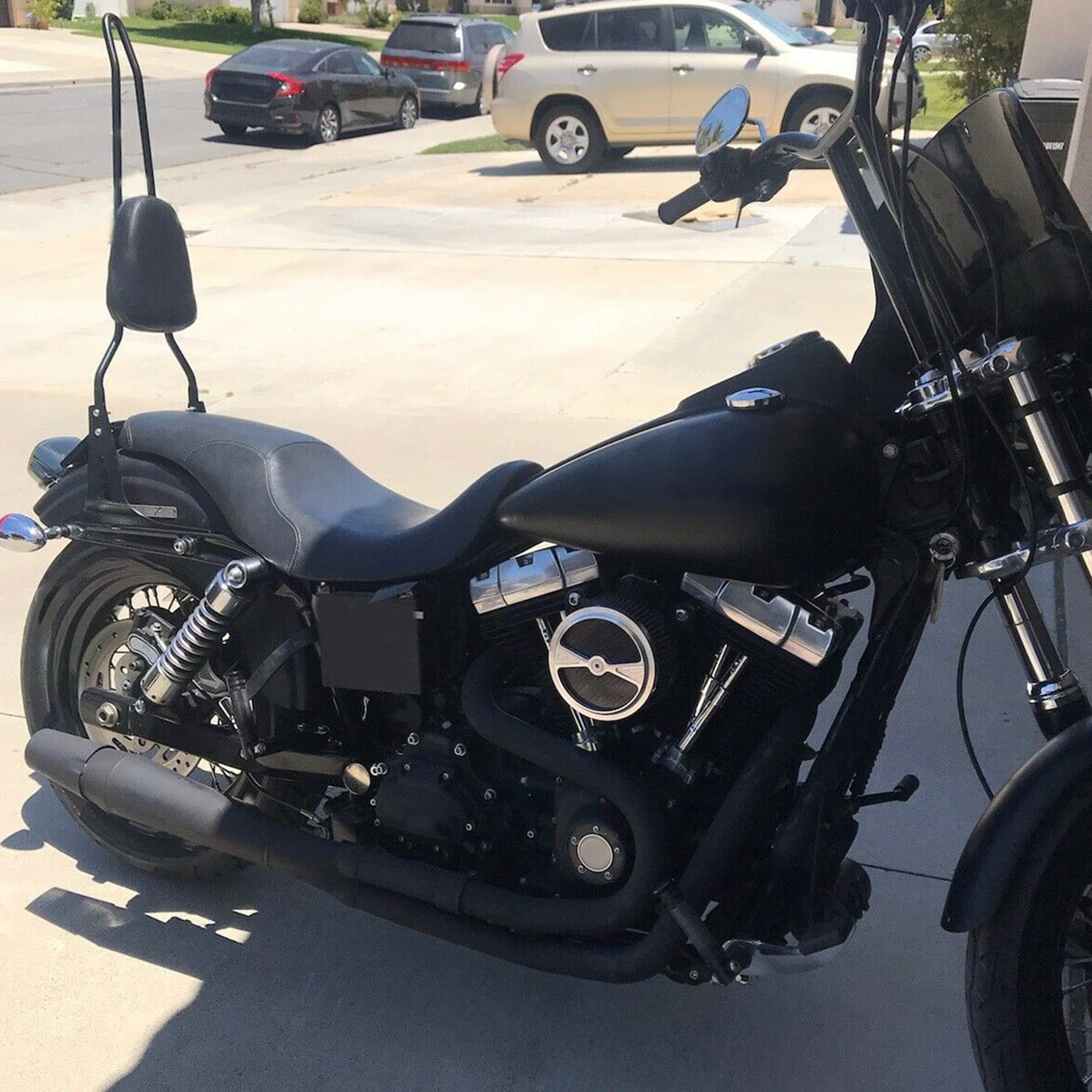 ECOTRIC Detachable Black Backrest Sissy Bar Compatible with 2006-up Harley Davidson Dyna Street Bob FXDB EFI FXDBI Super Glide F