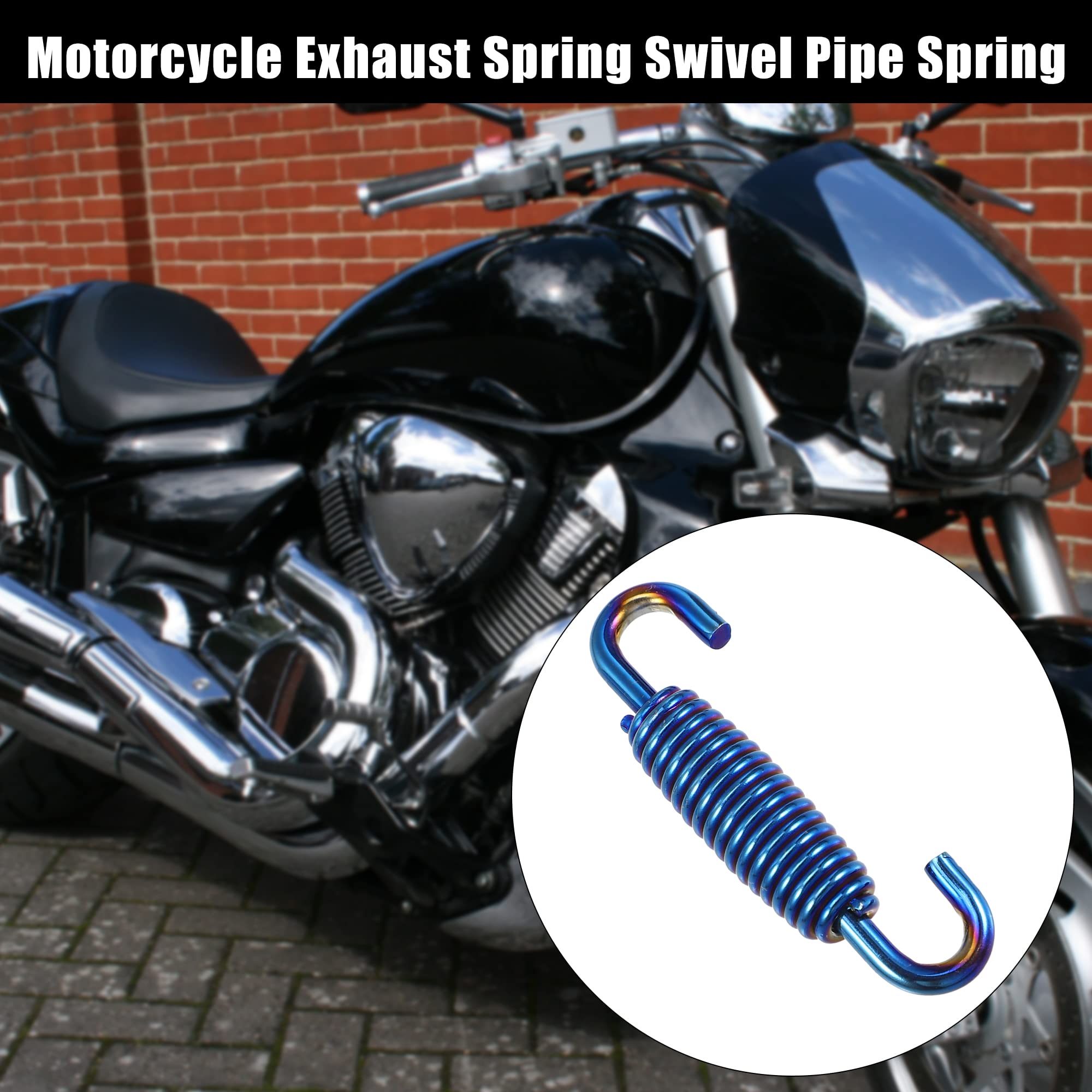 X AUTOHAUX 2 Pcs Motorcycles Universal Exhaust Pipe Spring 55mm 2.17'' Stainless Steel Exhaust Pipe Spring Hook Modified Accesso