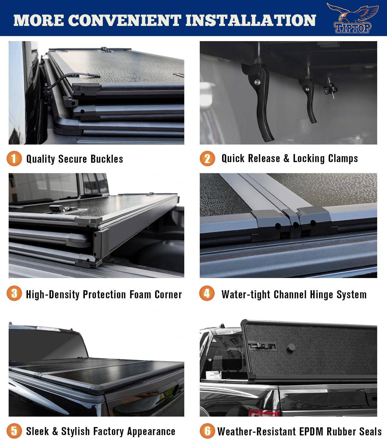 Tiptop Soft Quad-Fold Tonneau Cover Truck Bed For 2015-2024 Colorado/Canyon 6.2Ft Bed (74'') | Tpx4 |