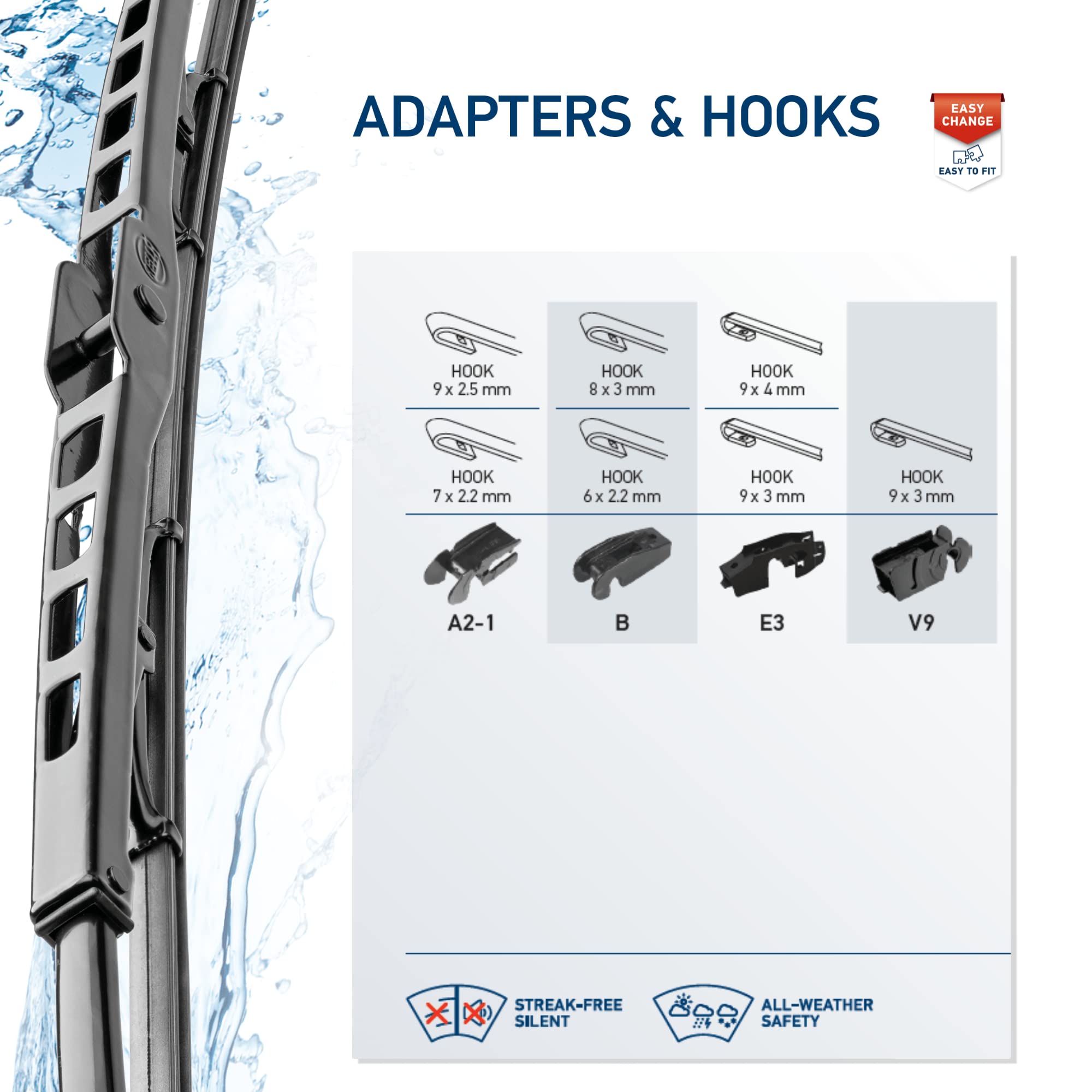 Hella Oe Quality 26 Inch All Seasons Streak-Free Rubber Standard Wiper Blade (Single Blade) Fits Select Chevrolet Chrysler Dodge