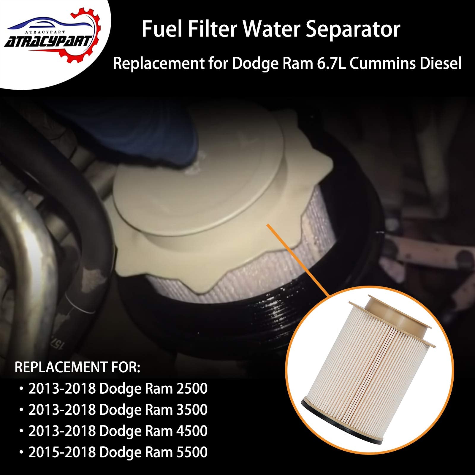 6.7L Cummins Fuel Filter Water Separator Set | Replacement For 2013-2018 Dodge Ram 2500 3500 4500 5500 6.7L Cummins Turbo Diesel