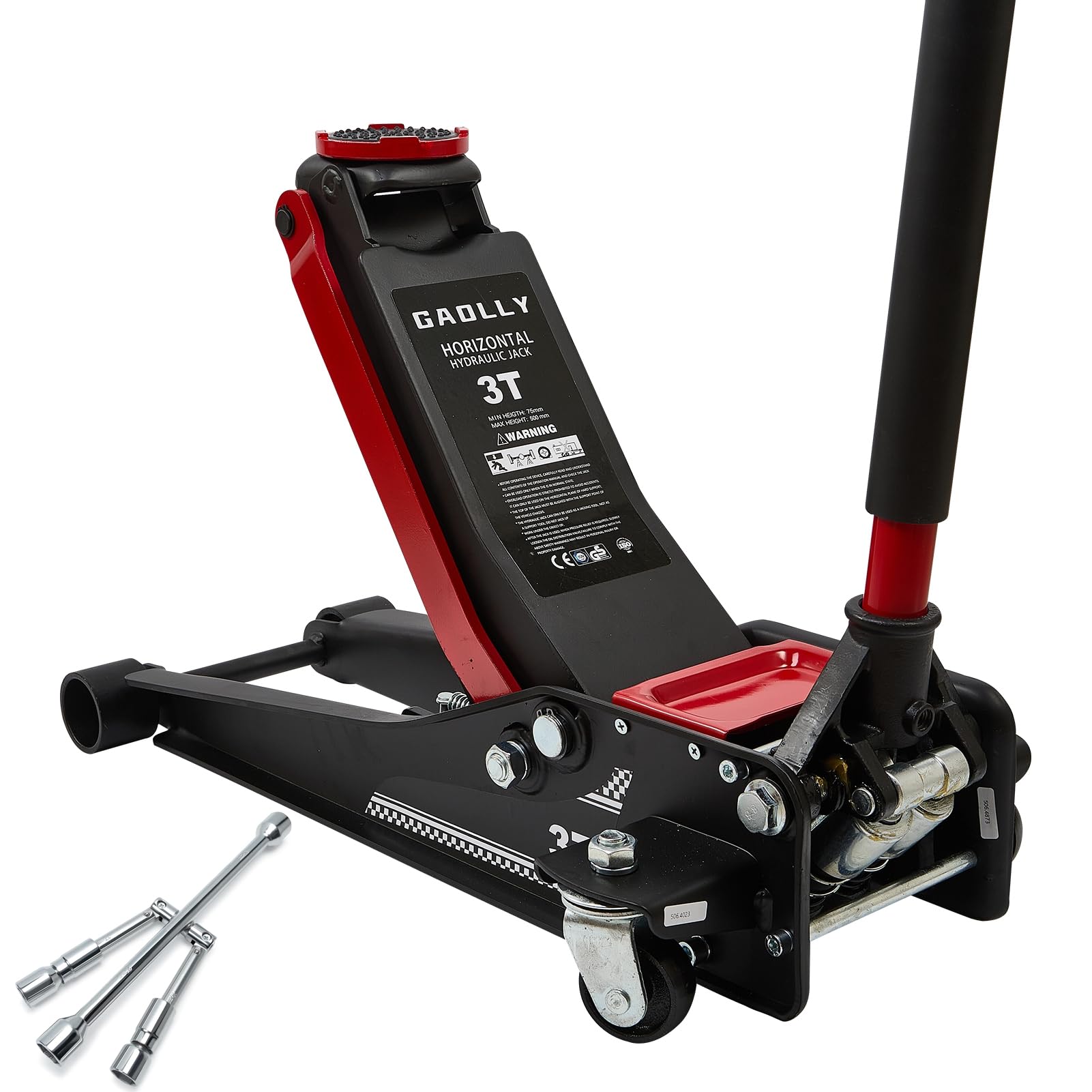 GAOLLY 3 Ton Low Profile, Heavy-Duty Steel Racing Floor Jack with Dual Pistons Quick Lift Pump, with Lug Wrench Lifting Range 3.