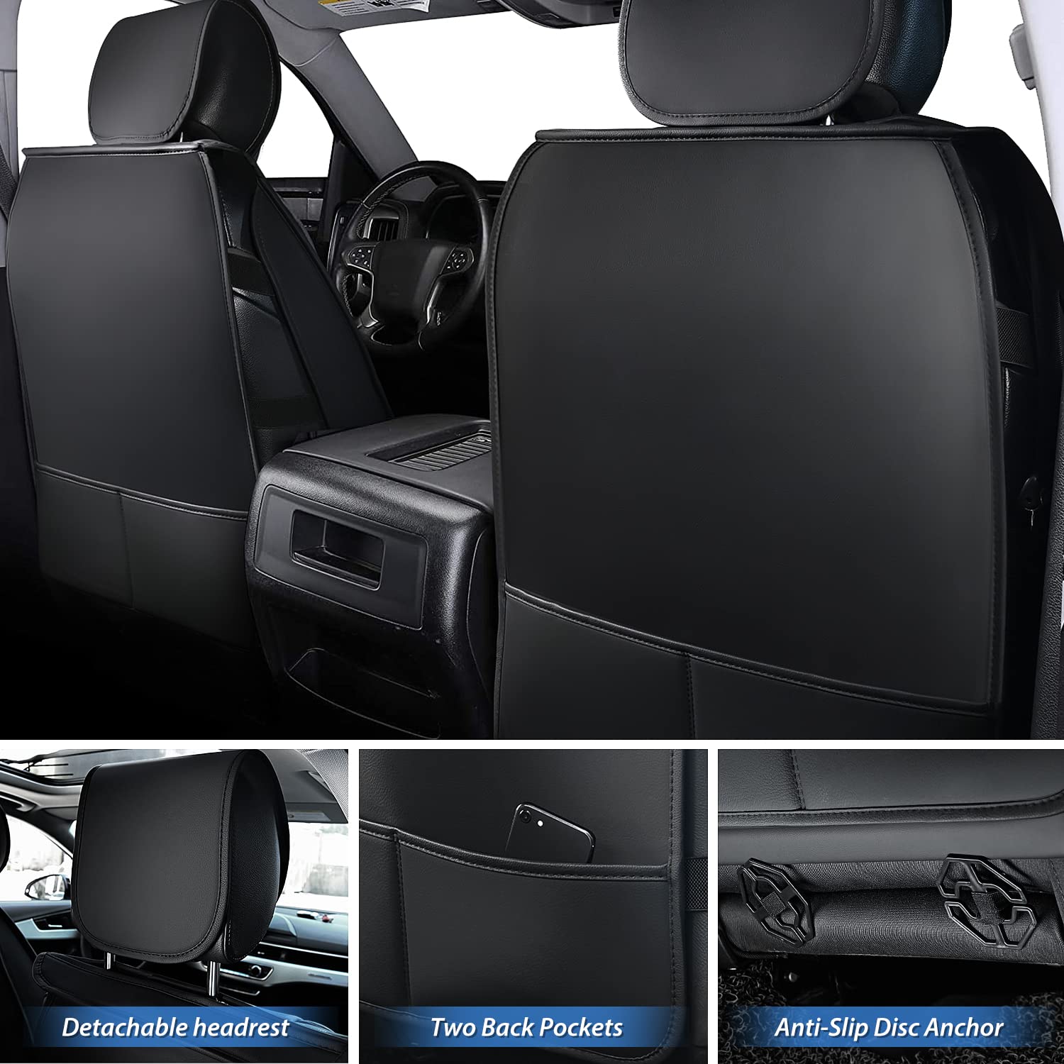 Nilight Car Seat Covers Custom Fit 2009-2024 Ram 1500 And 2010-2024 2500 3500 Crew Cabs Mega Cab Waterproof Leather Cushion For