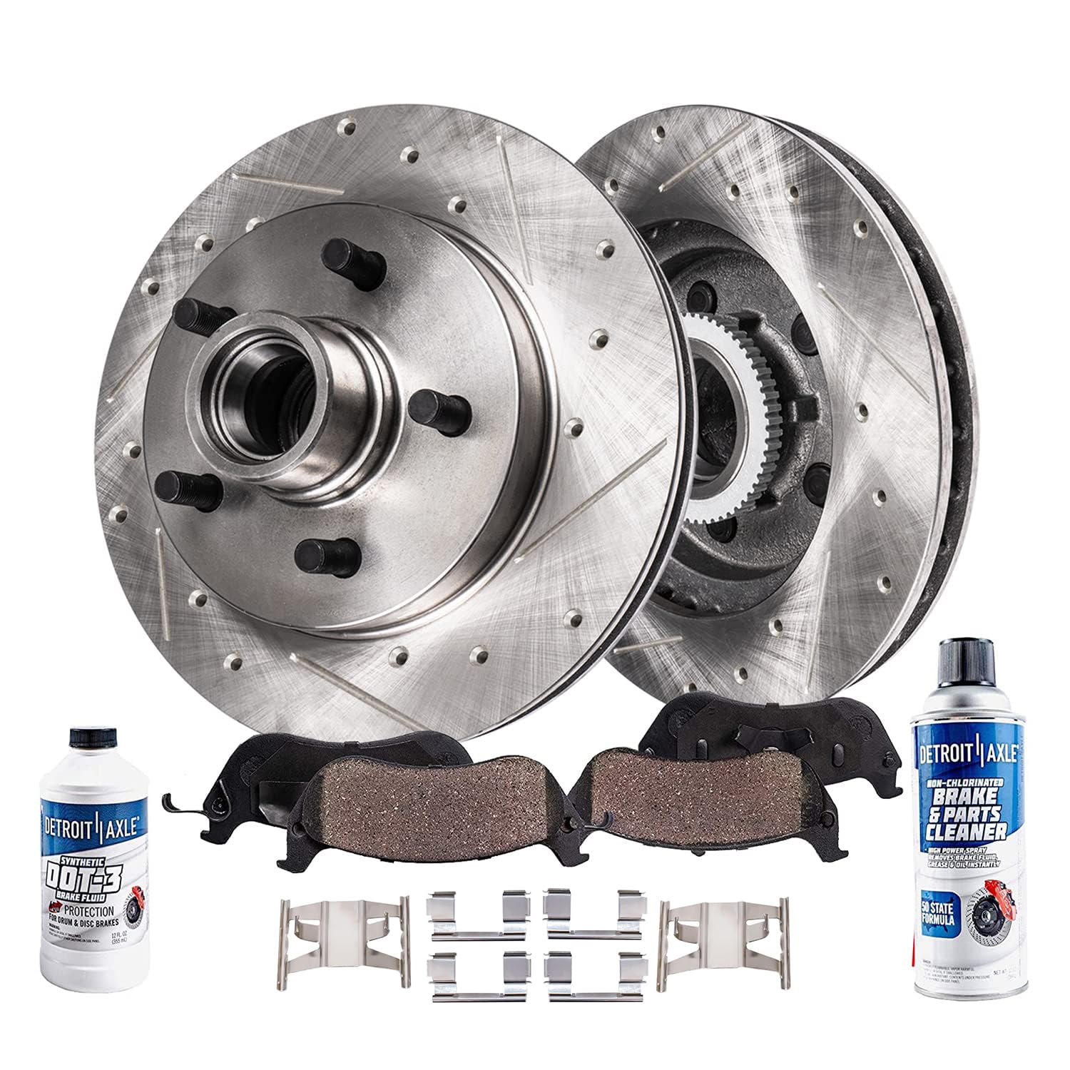 Detroit Axle - Front Brake Kit for Ford Ranger Explorer Mercury Mountaineer Mazda B2300 B2500 B3000 B4000 Drilled & Slotted Disc