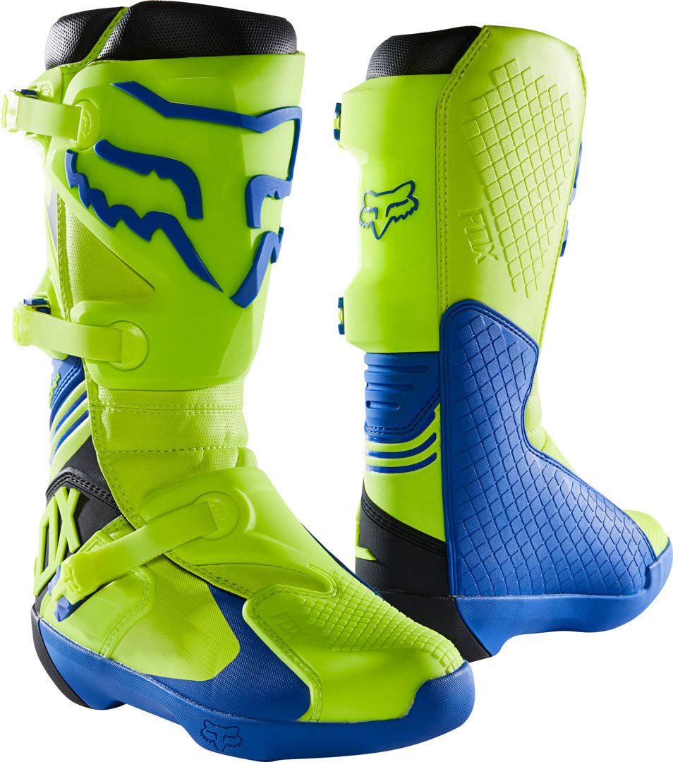 Fox Racing Men's Comp Motocross Dirt Bike Boots, Yellow/Blue, 10