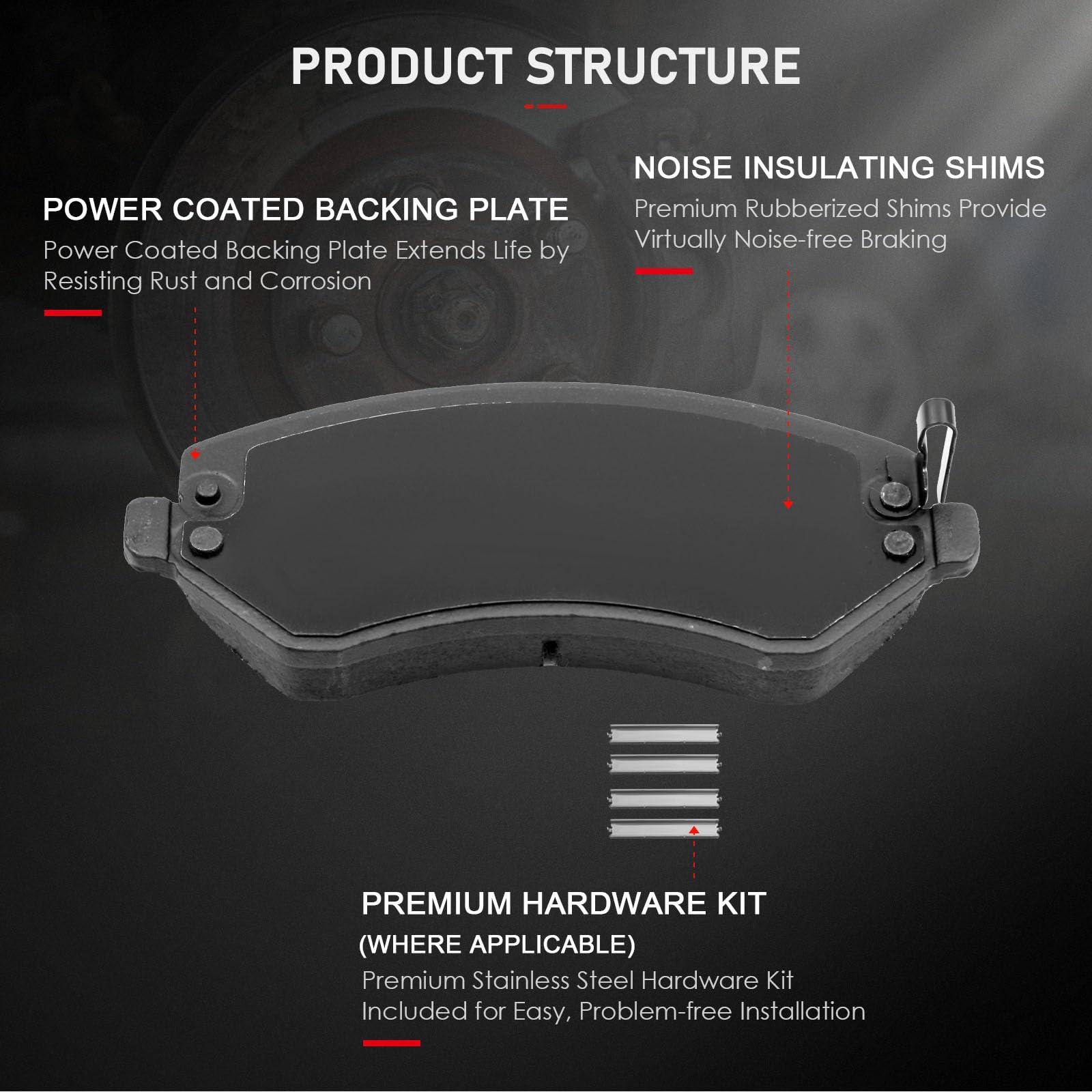 Cciyu D856 D981 Front & Rear Disc Brake Pads Kit For Jeep Liberty 2003-2007 8Pcs