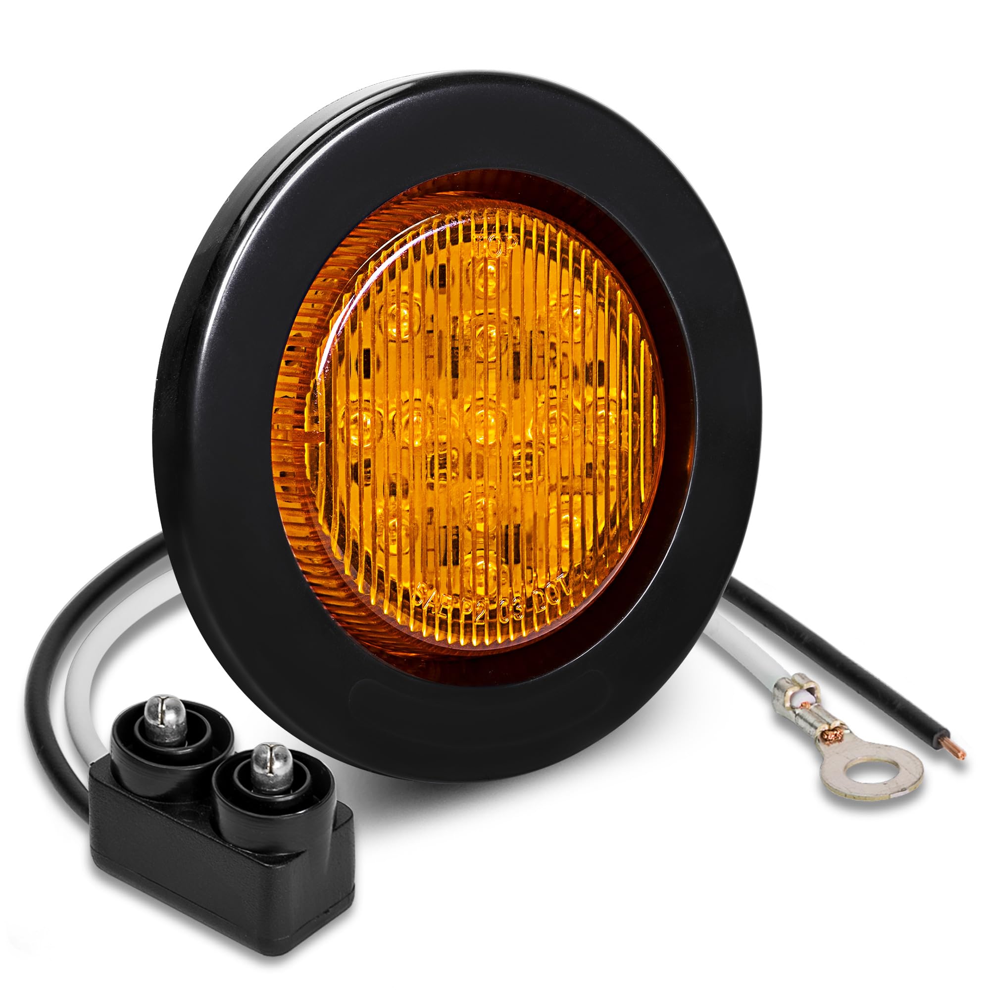 True Mods 2.5'' 12V Amber Round 13 Led Light [2 In 1 Reflector] [Polycarbonate] [Dot Approved] [Grommet & Plugs] [2 Year Warrant