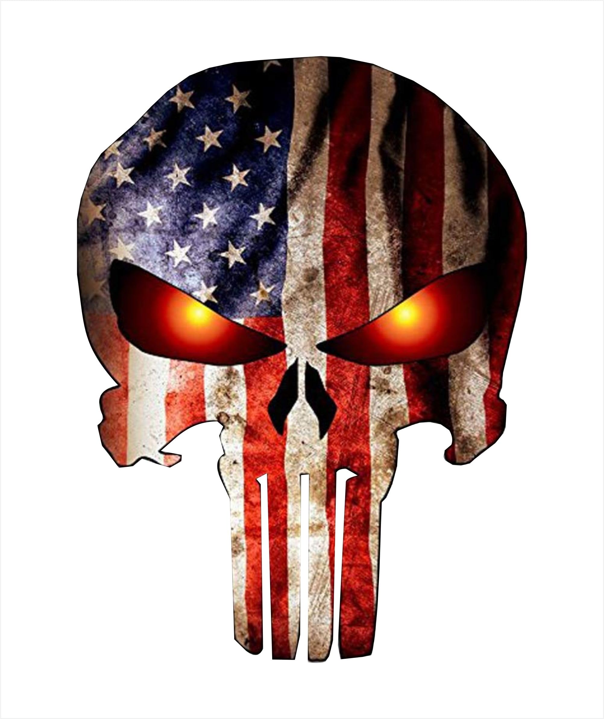 3 D Punisher Skull American Flag Pvc Sticker Used For Car, Bike, Laptop, Window,Door,Etc (Pack Of 2)