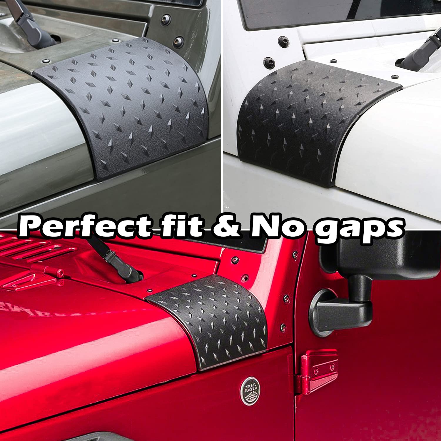 Danti Black Cowl Body Armor Outer Cowling Cover For Jeep Wrangler Jk Jku Unlimited Rubicon Sahara X Off Road Sport 2007-2018 (Pa