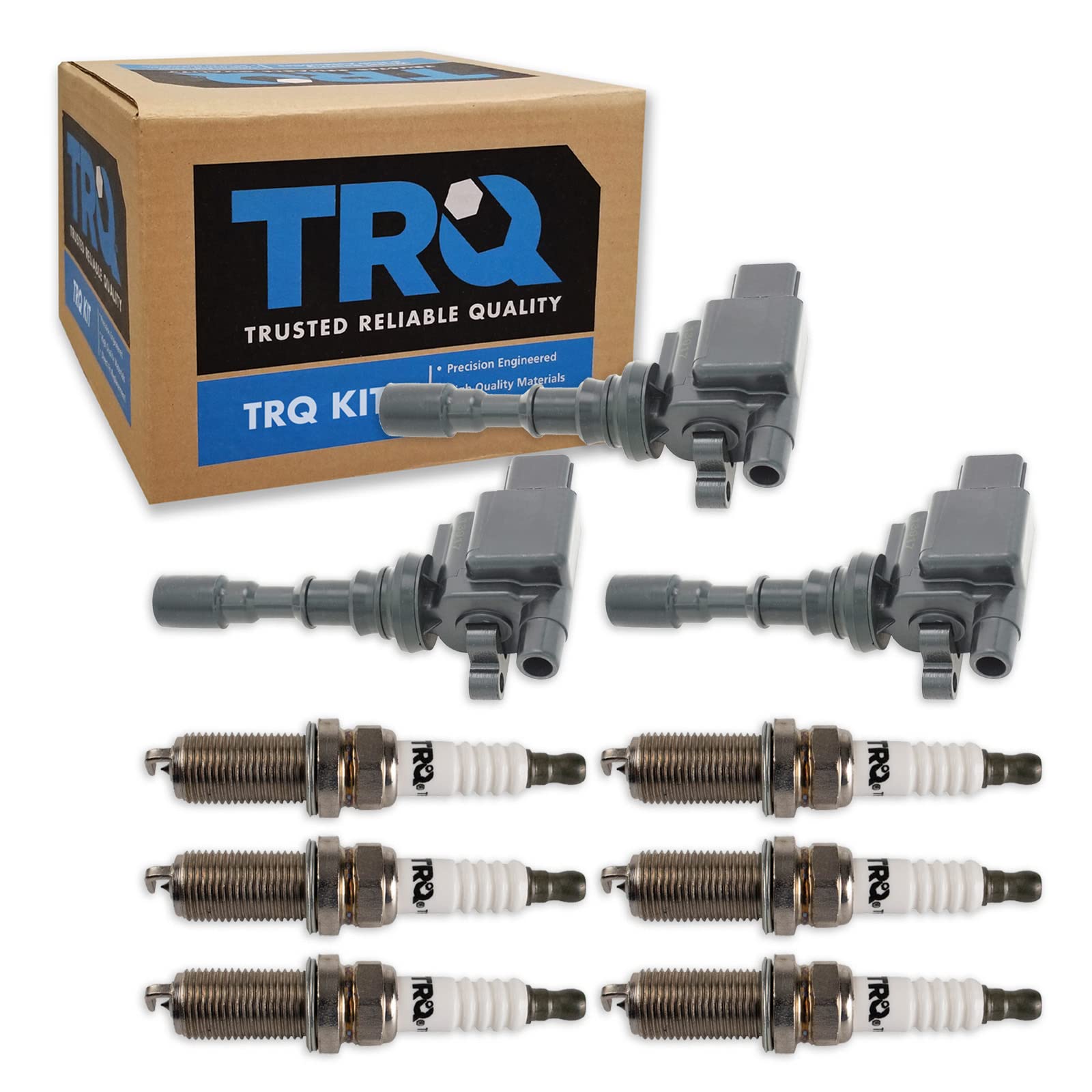 Trq Ignition Kit Ignition Coil Spark Plugs Compatible With 2003-2006 Hyundai Santa Fe 2003-2005 Xg350 2004-2006 Kia Amanti