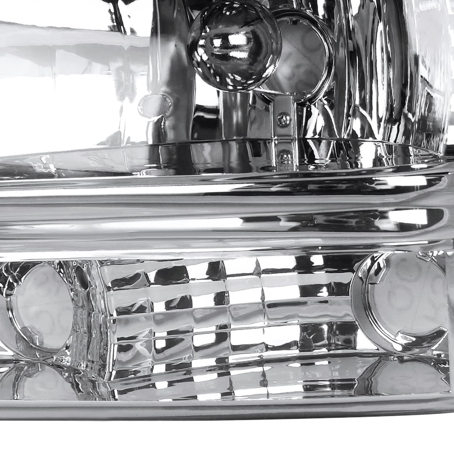 Spec-D Tuning Chrome Housing Clear Lens Headlights Compatible With 1997-2004 Dodge Dakota L+R Pair 1Pc Style Head Light Lamp Ass