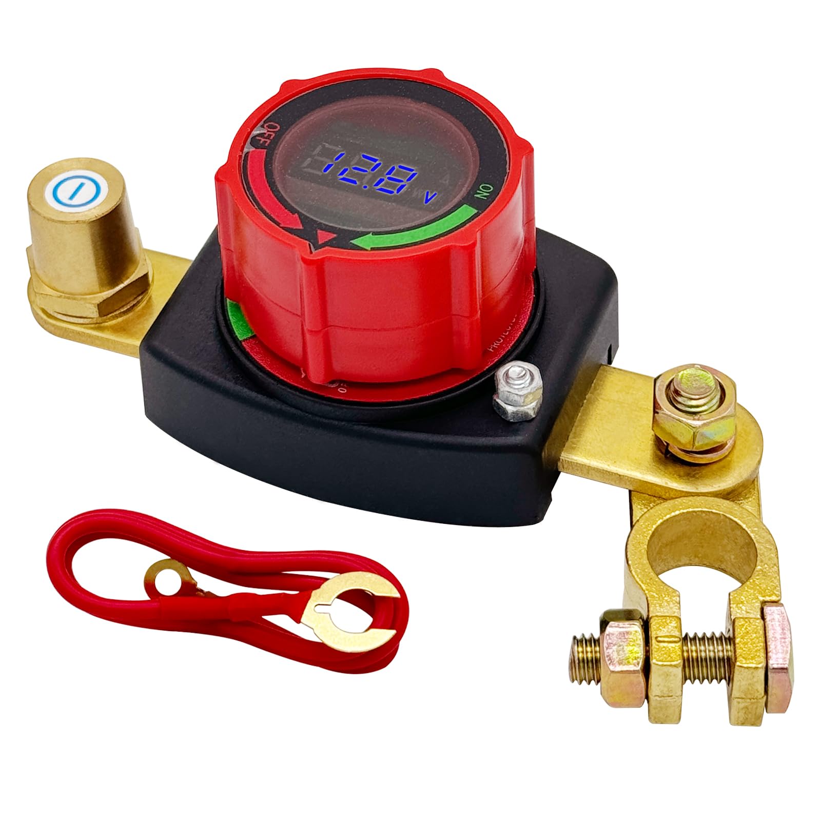 Ampper Battery Disconnect Switch with Voltmeter, 12-48V Battery Cut Off ON/Off Shut Off Switch W/Negative Terminal for Car, RV a