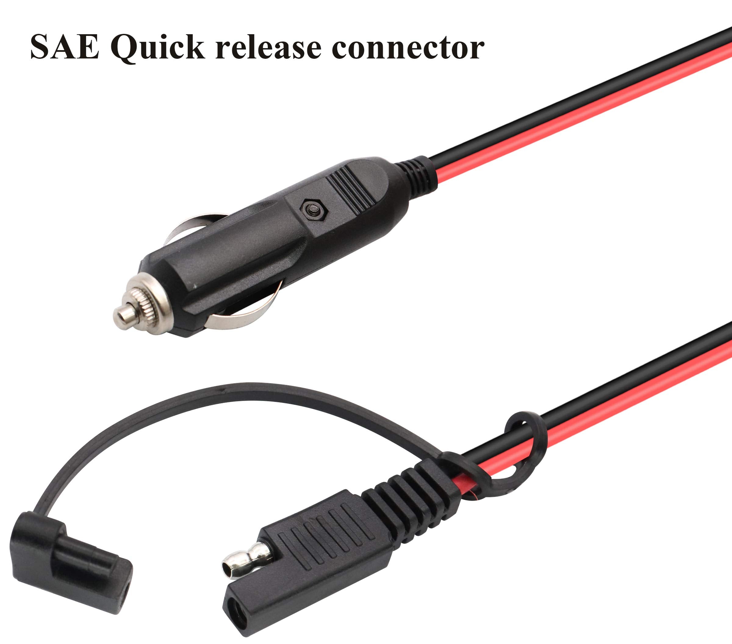 Aaotokk Cigarette Lighter To Sae Battery Charging Cable,16Awg 12V 2 Pin Sae To Cigarette Lighter Female Plug Quick Release Disco
