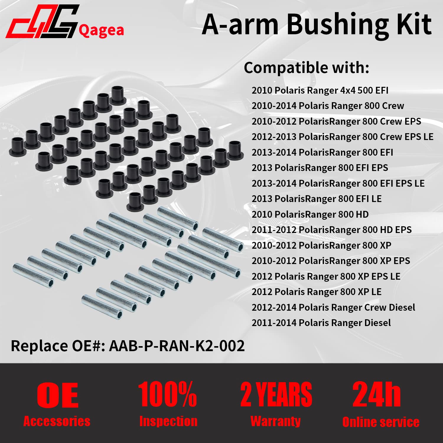 Qagea A-Arm UHMW Control Arm Bushing Kit Replacement for 2017-2020 Polaris RZR 900, Model CT-007