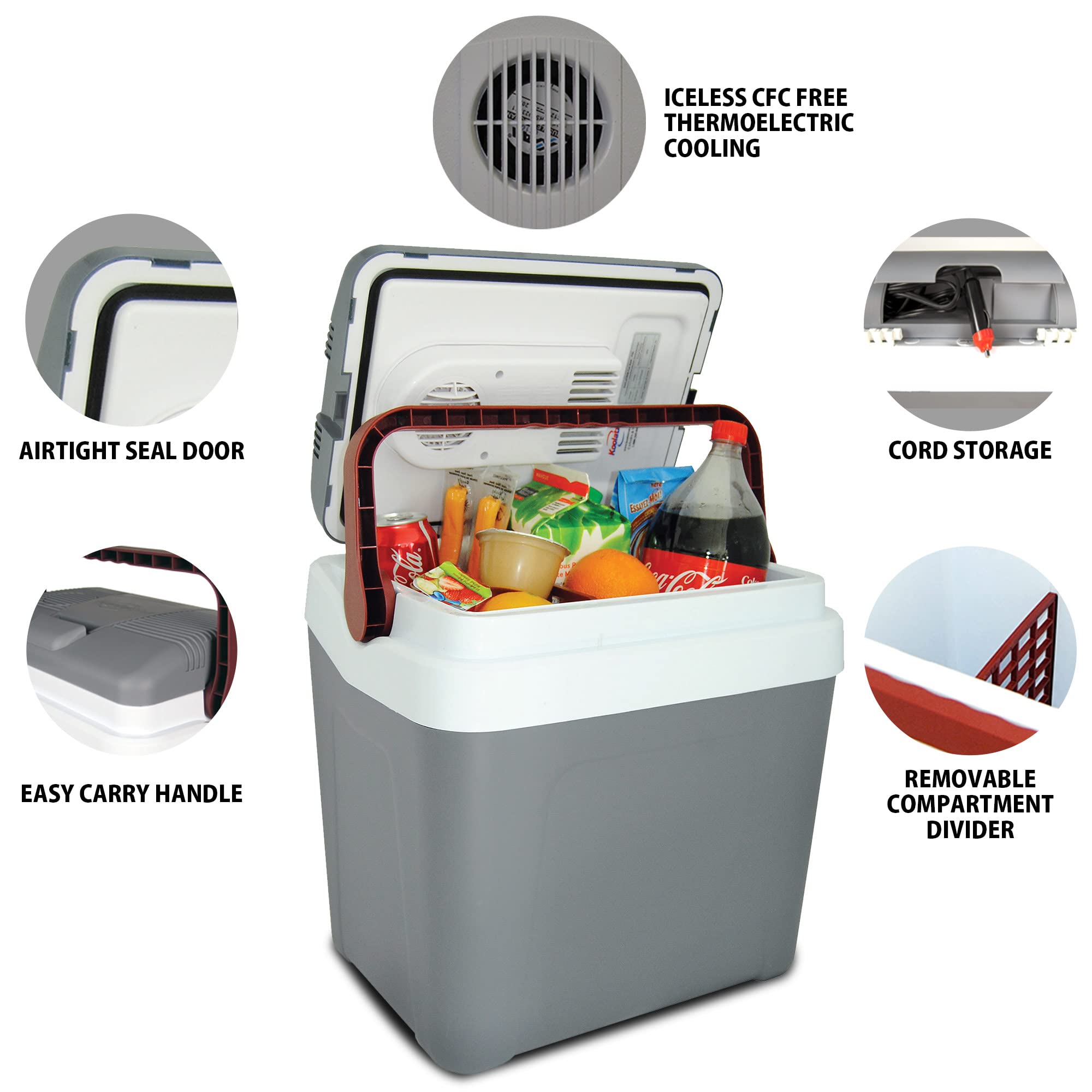 Koolatron 26 qt Portable Cooler - Electric Cooler for Car, Camping, Travel, 12 V Insulated Hard Sided Refrigerator for Vehicle,