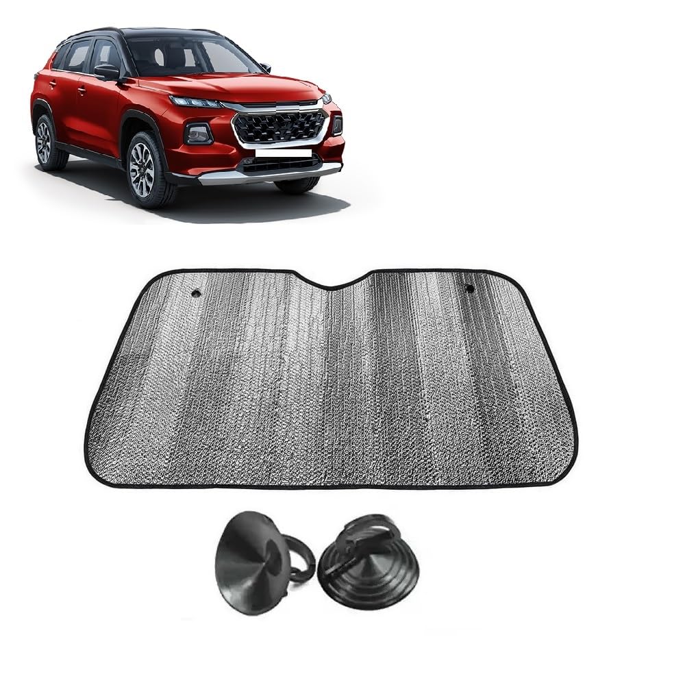 Car Windshield Sun Shade UV Rays Protector Silver Sunshade Solar Reflective suitable for Maruti Suzuki Grand Vitara