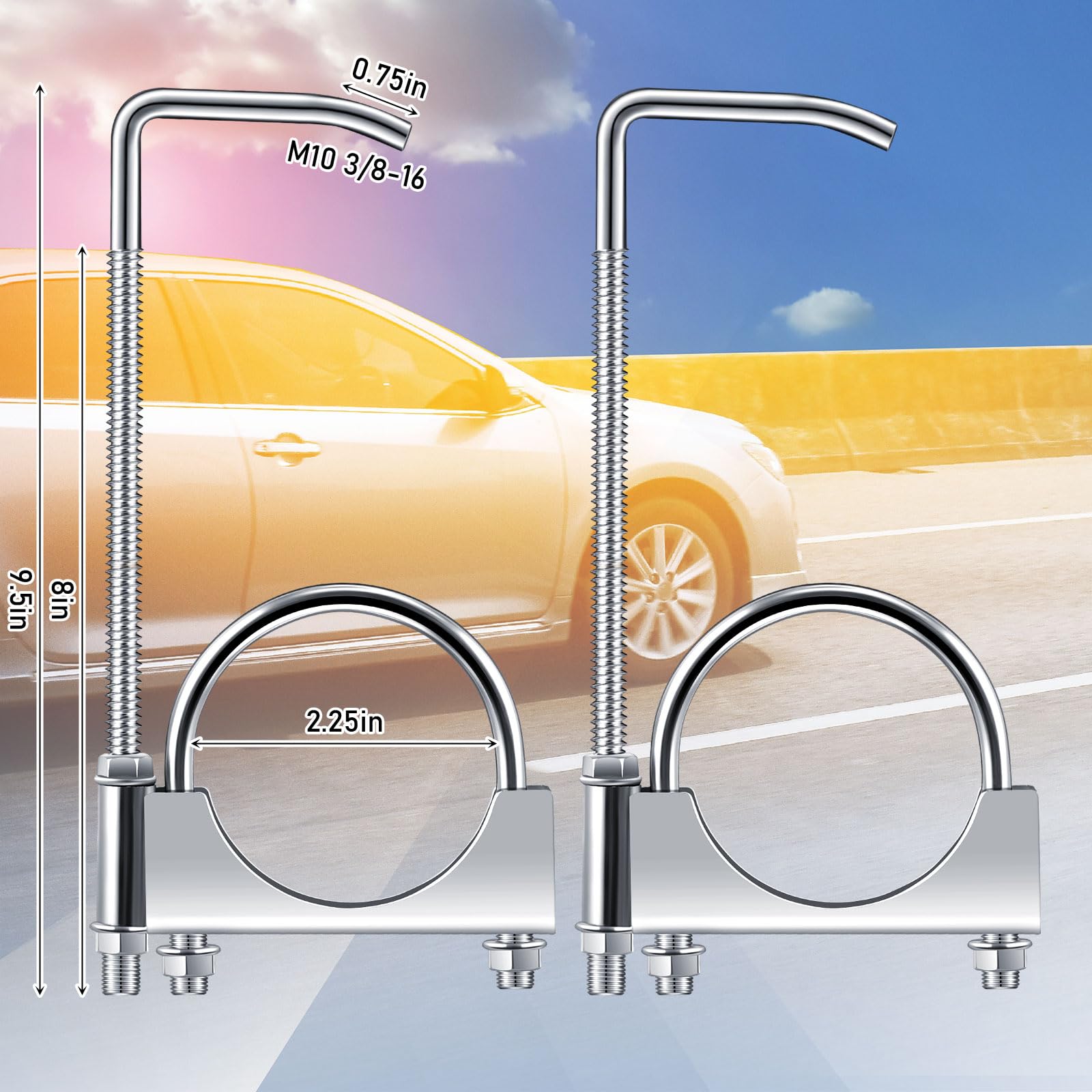 2 Pcs Exhaust Clamp with Hanger, Universal Exhaust Hangers (2.25 Inch)