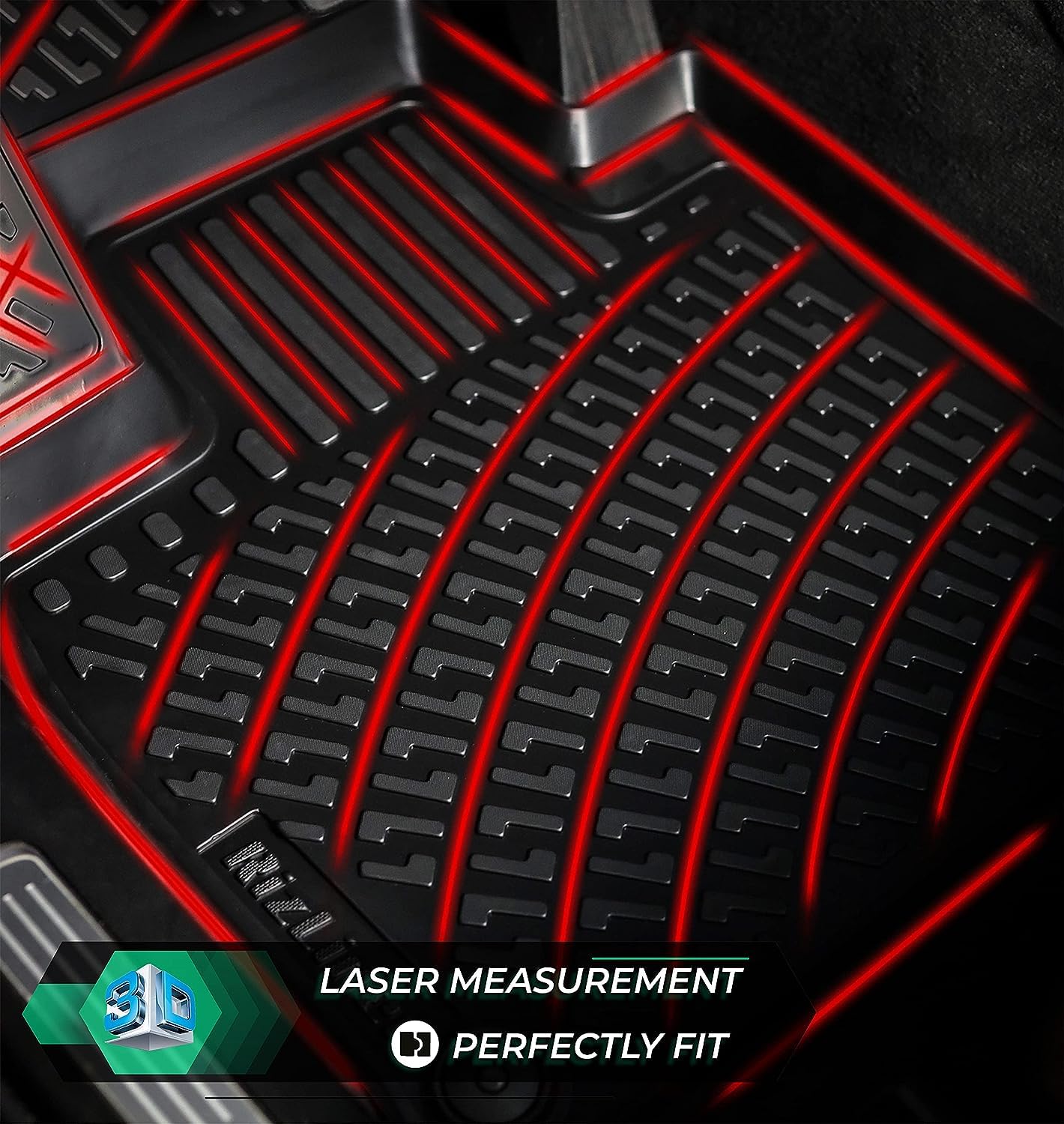 Rizliner Kia Sorento Hybrid 2021-2025 (No Gasoline Models) 7 Seats Floor Mats 3D Custom Fit Rubber Car Mats Laser Measured Floor