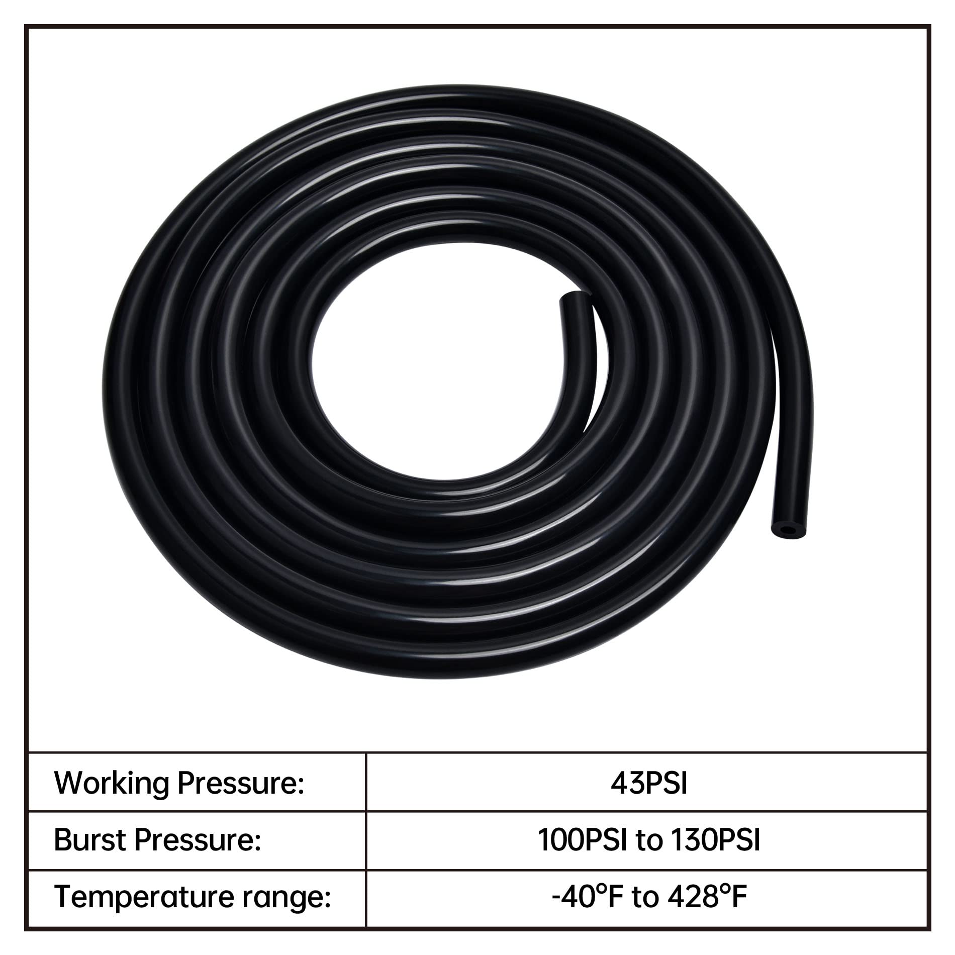 Evil Energy 1/4 Silicone Vacuum Tubing Hose Line 5Ft 130Psi Max Pressure Black (6Mm Id)