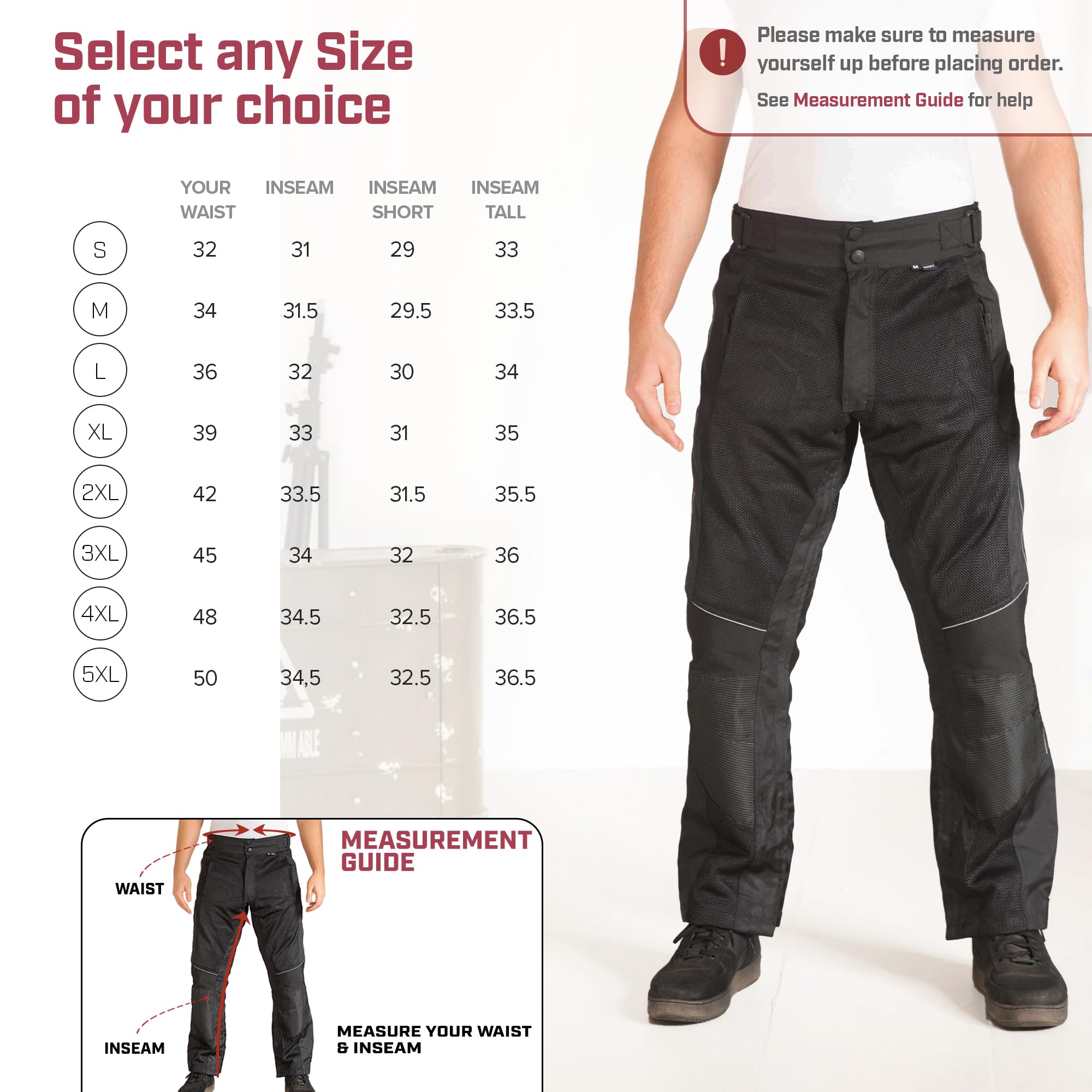 Wicked Stock Mesh Motorcycle Pants With Armor - Adventure Motorcycle Riding Gear - Gray
