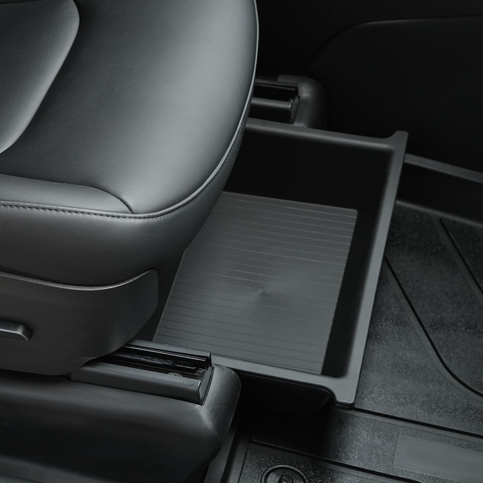 Jawjut Front Under-seat Storage Box compatible with Tesla Model y Model x, Waste Bin Accessory, ABS+TPE Double Hidden Design