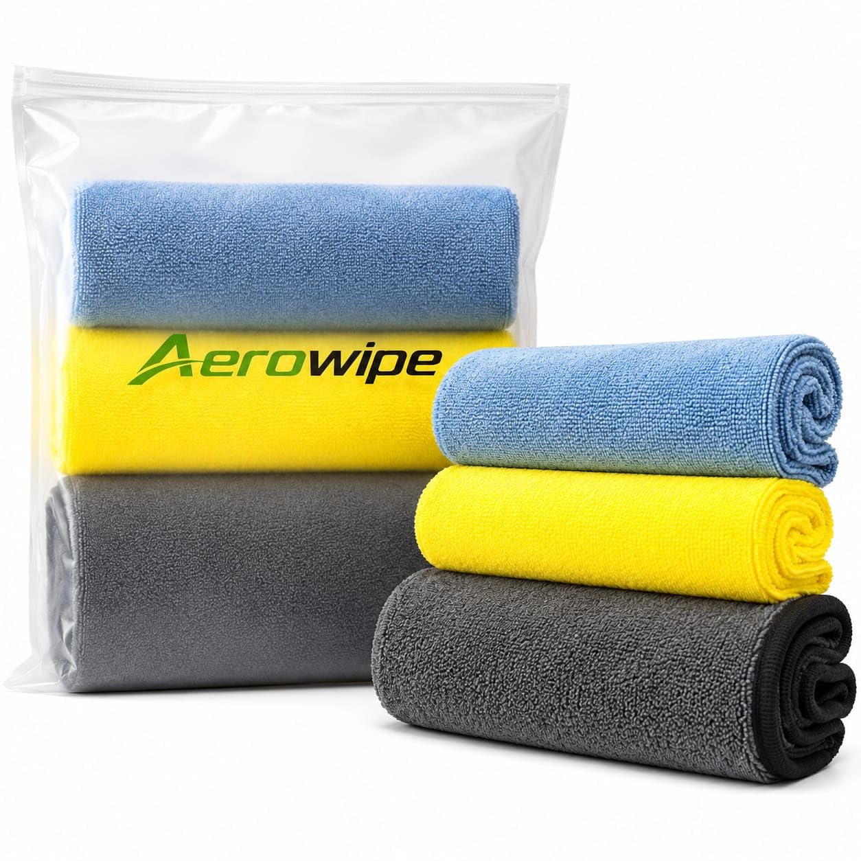 Aerowipe Microfiber Car Cleaning Cloths, Pack of 3  250/350/800 GSM Colour Coded Towels for Car Glass, Interior & Exterior, 40x