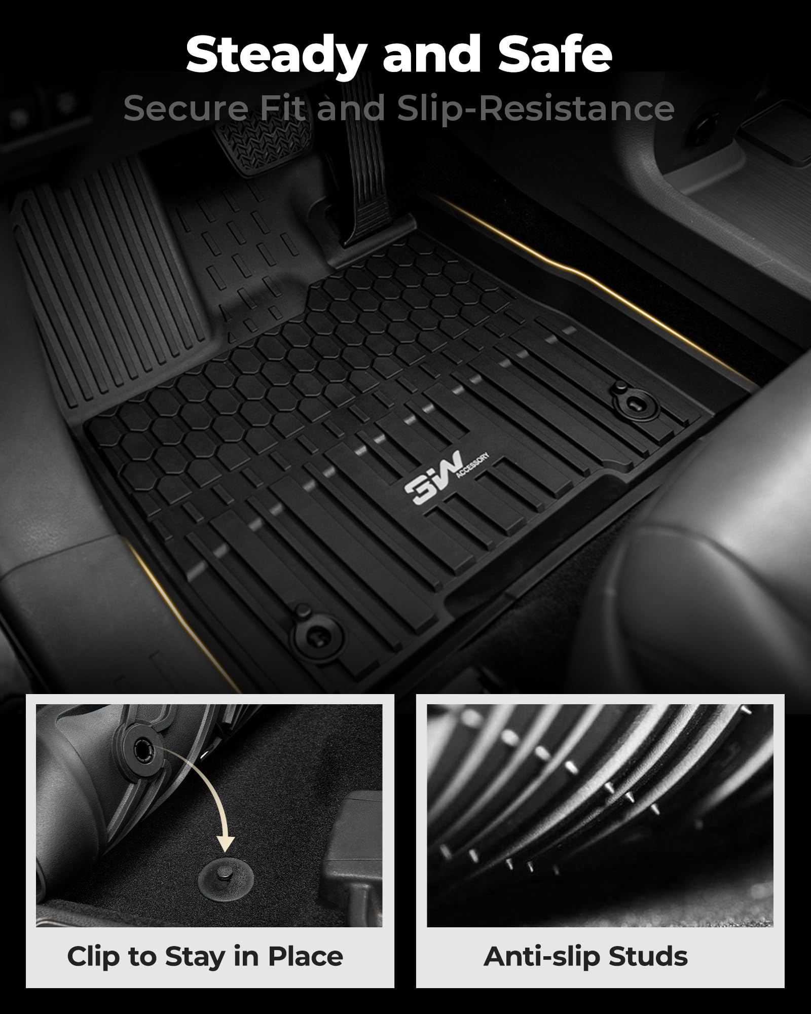 3W Floor Mats&Cargo Liner Fit Toyota Sienna 2021-2024 2025 (For 7 Seat Le/Xle/Xse/Limited & Not Fit 2025 Platinum) Tpe Custom Fi