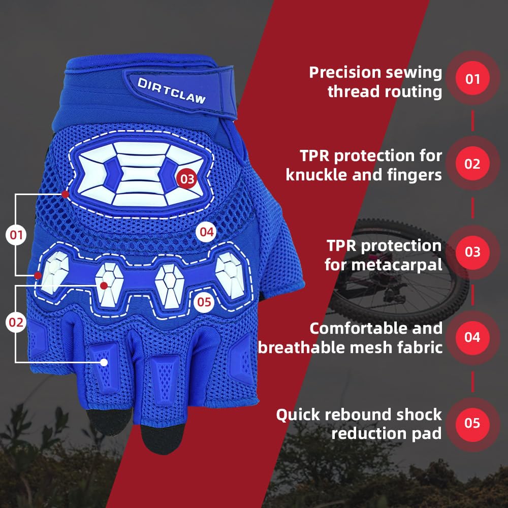 Seibertron Adult Dirtclaw Gloves - Versatile Gloves For Cycling, Atv, And Mountain Biking Blue Xxl