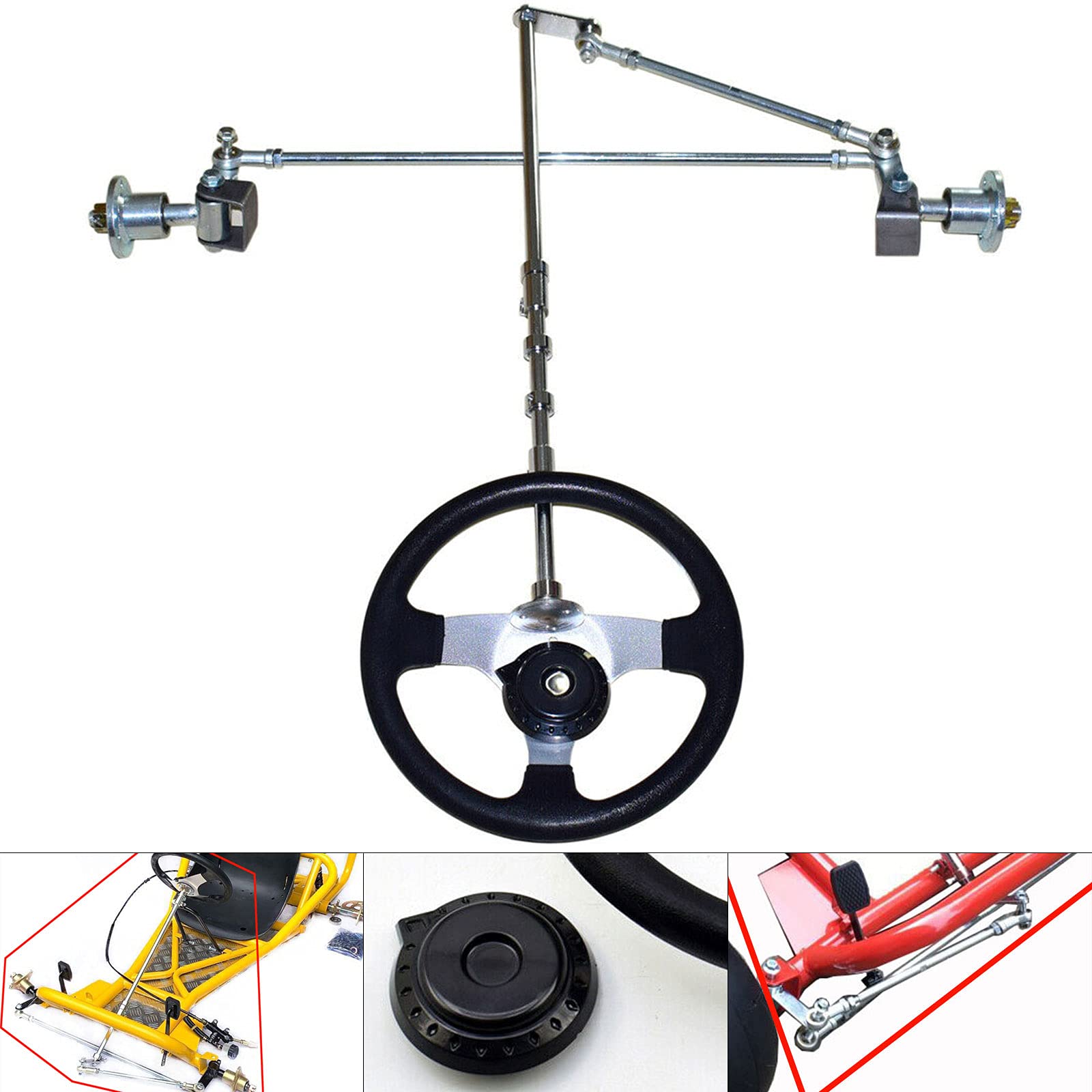 CHUNILLE Front Axle Kit Steering Assembly for 168cc Go Kart, Tie Rod, Black, Model YCZYQ-4761