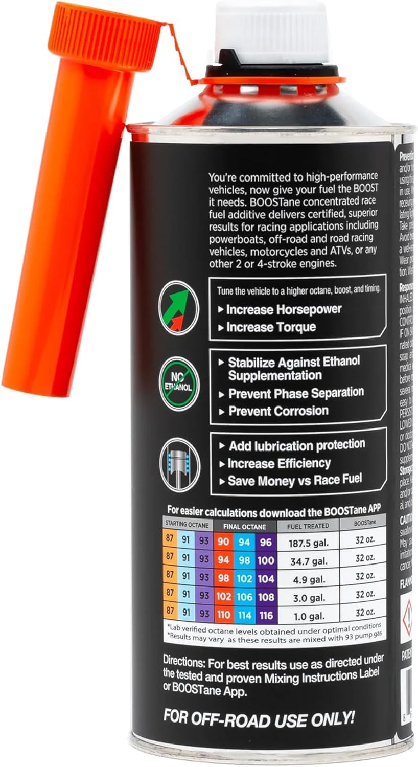 BOOSTane Professional Octane Booster - 32oz (4 Pack) - High Performance Fuel Additive for Enhanced Engine Efficiency
