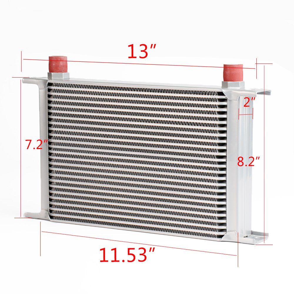G-PLUS AN10-10AN Engine Transmission Oil Cooler Kit + Filter Relocation, Aluminum, Flat Angle Style, Silver