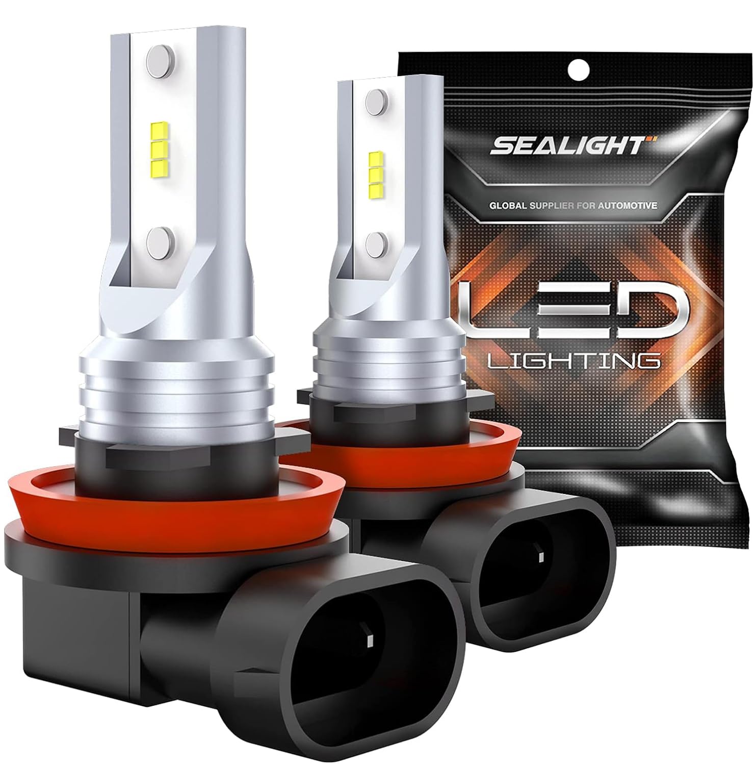 Sealight H11 H16 H8 Led Fog Light Bulbs, 400% Brightness 1:1 Size Halogen Replacement Bulbs For Cars,Trucks, Strong Light Penetration Fog Light Led, 6500K White, Pack Of 2