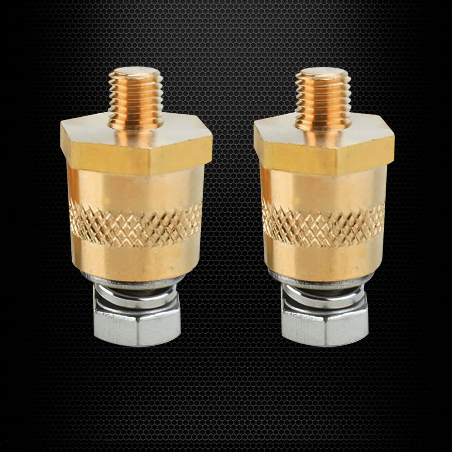 Ampper M8 Thread Male Brass Battery Charging Post Terminals, M8 Battery Post Adapter (+/-) With Top Bolts For Extension, Pack Of