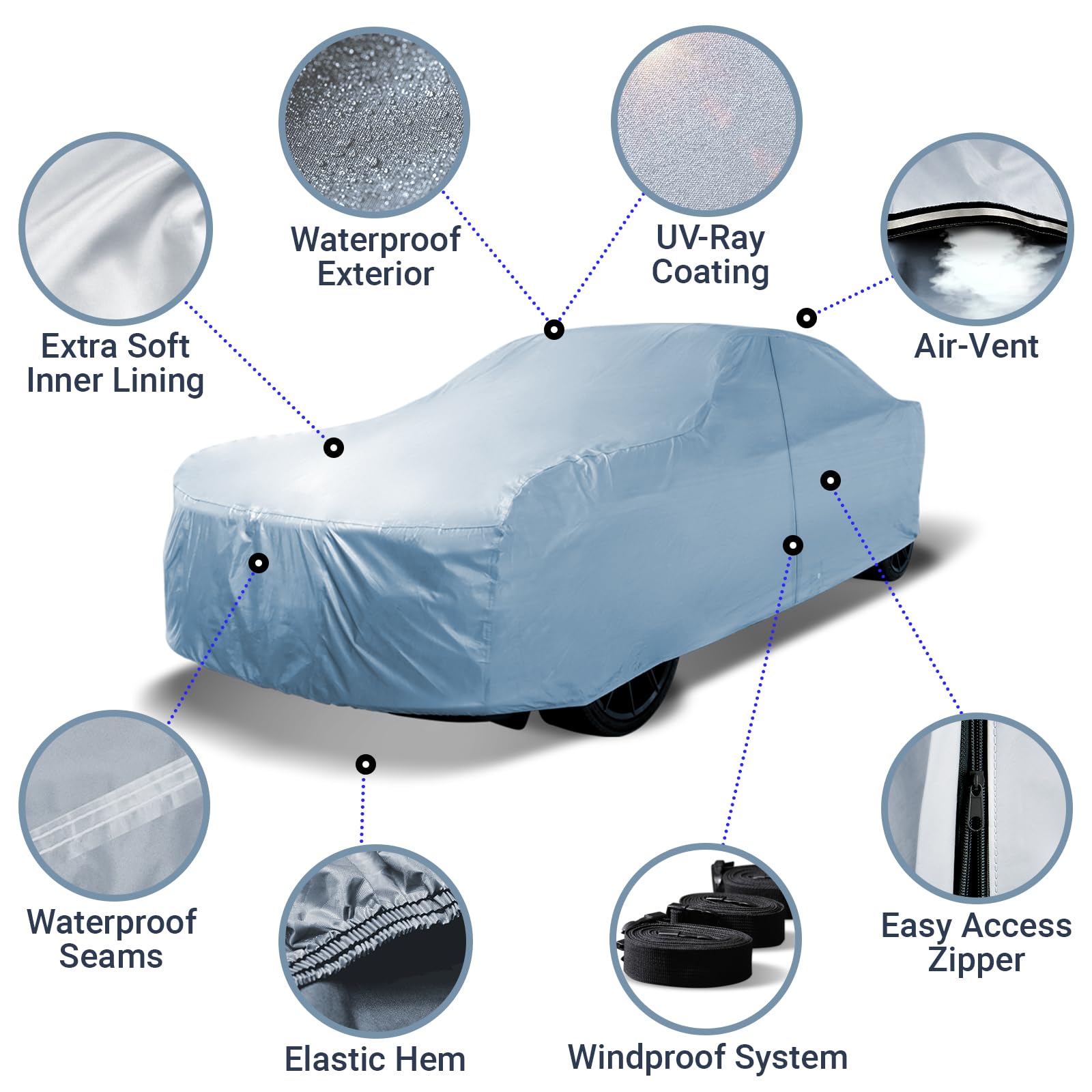 Icarcover Fits: [Plymouth Duster] 1973-1976 Premium Full Car Cover Waterproof All Weather Resistant Custom Outdoor Indoor Sun Sn