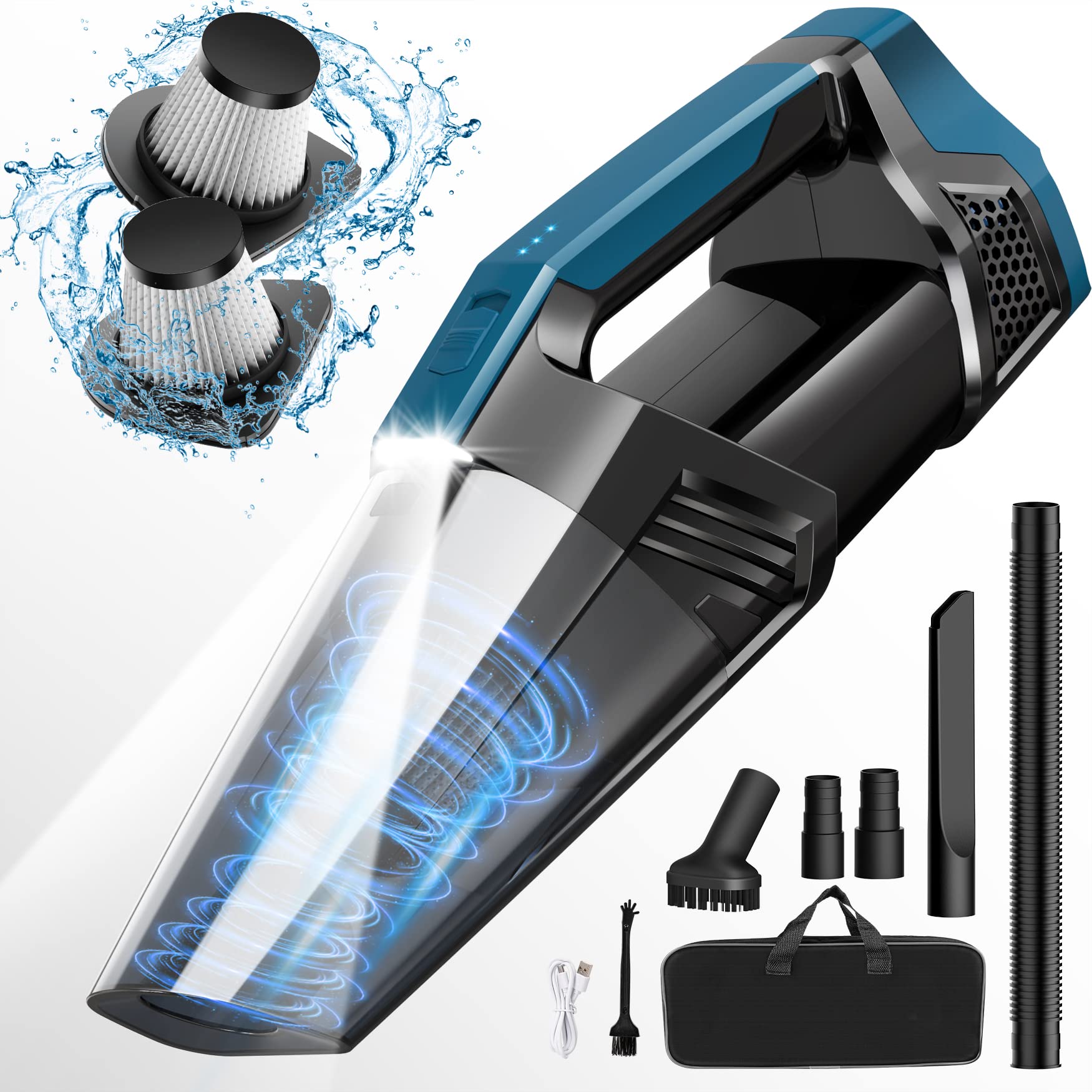 Blestan Handheld Vacuum Cordless Car Vacuum with LED Light, 9000PA Hand Vacuum Portable Computer Vacuums, Hand Held Vacuum Clean