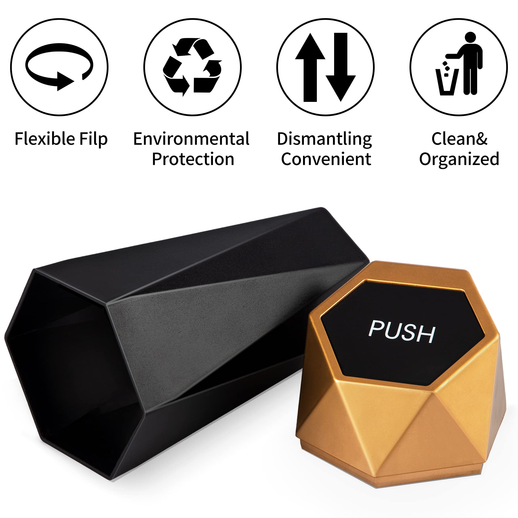 JUSTTOP Car Trash Can with Lid, Mini Diamond Design Portable Trash Can, Plastic Material and Multipurpose Organizers for Car,Hom