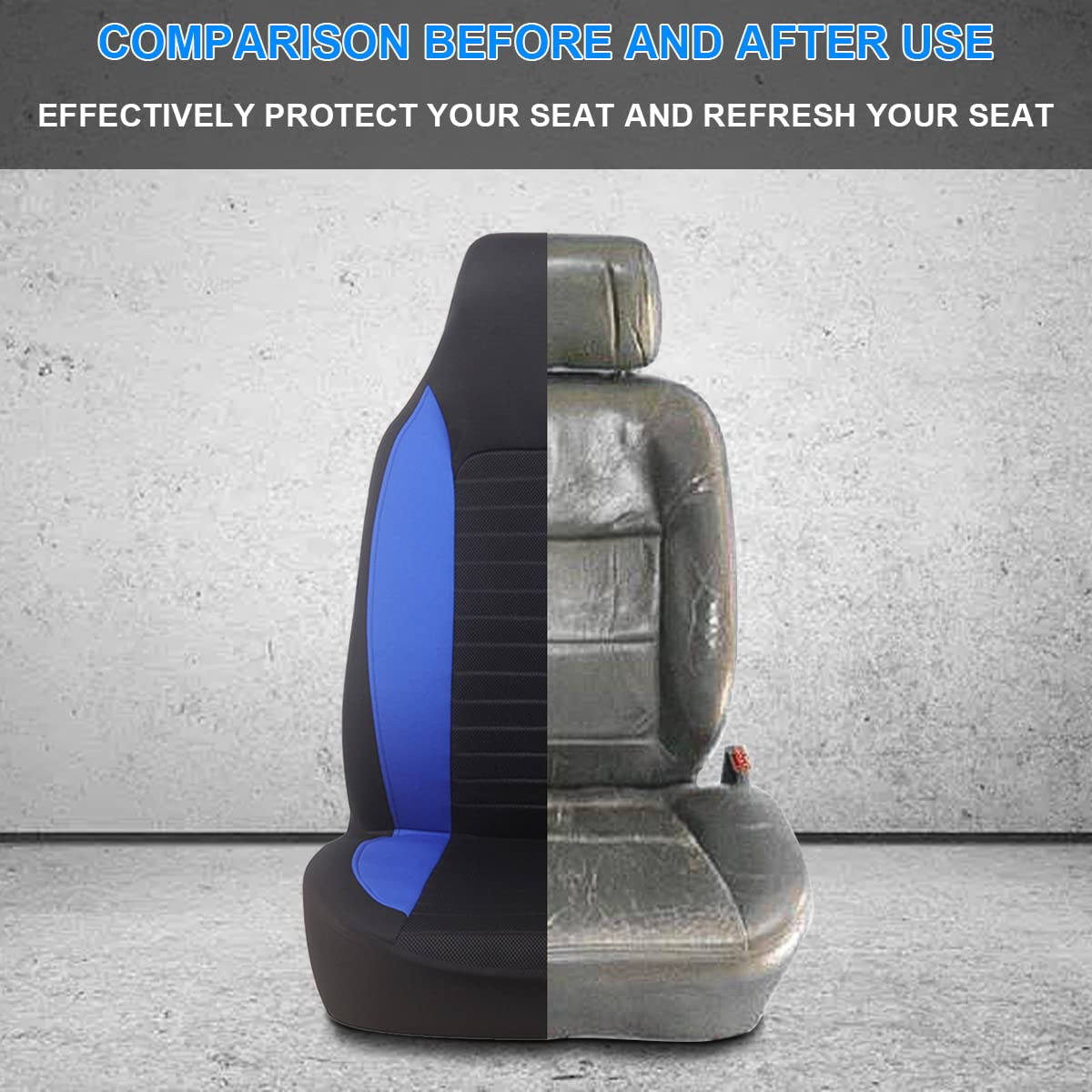 Car Front Seat Covers, Bucket One-Piece Auto Front Seat Protectors, 2Pcs Premium Breathable Vehicle Seat Cushions Airbag Compatible, Car Interior Accessories Universal For Suvs, Trucks, Car (Blue)